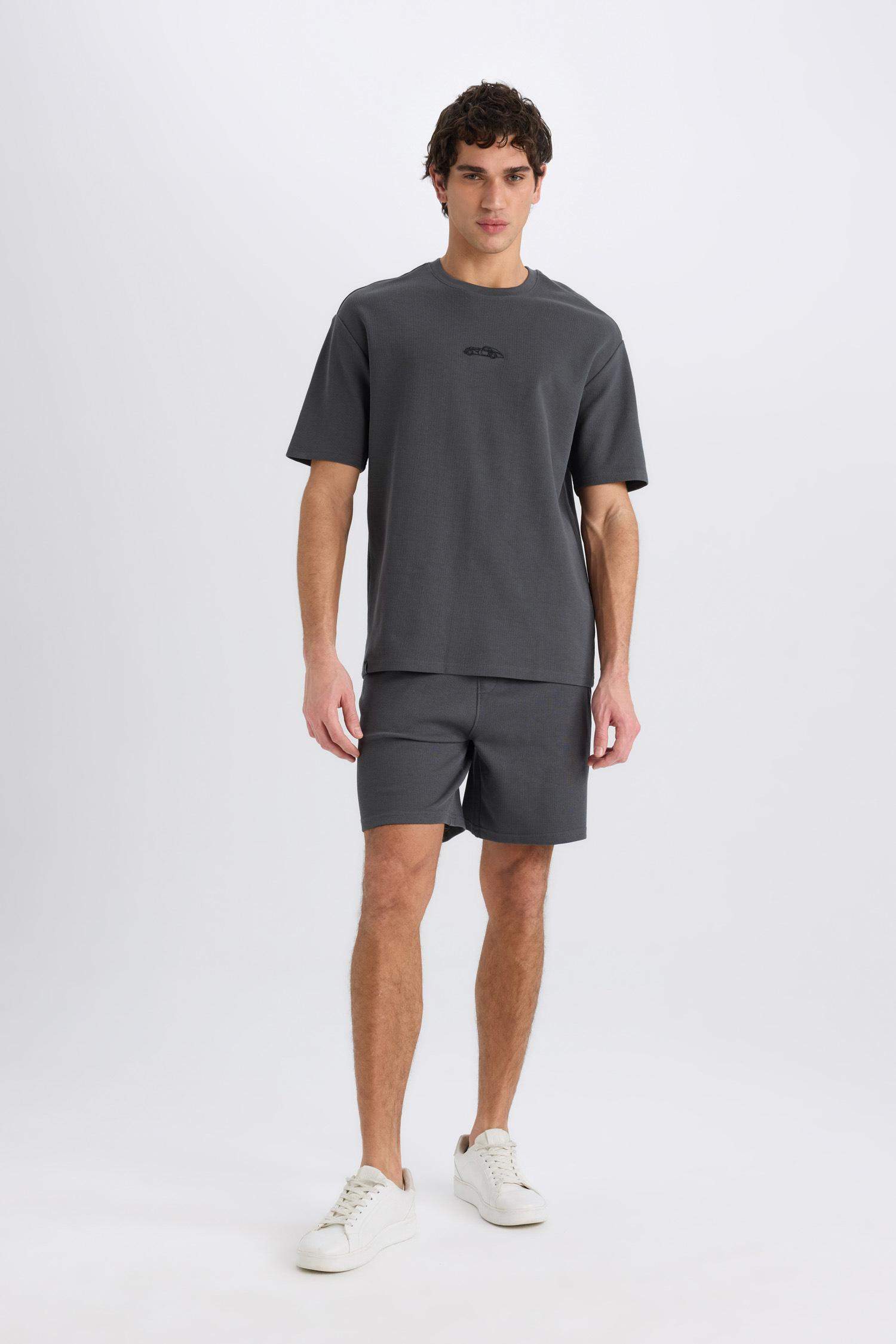 Boxy Fit Crew Neck Printed Short Sleeve T-Shirt