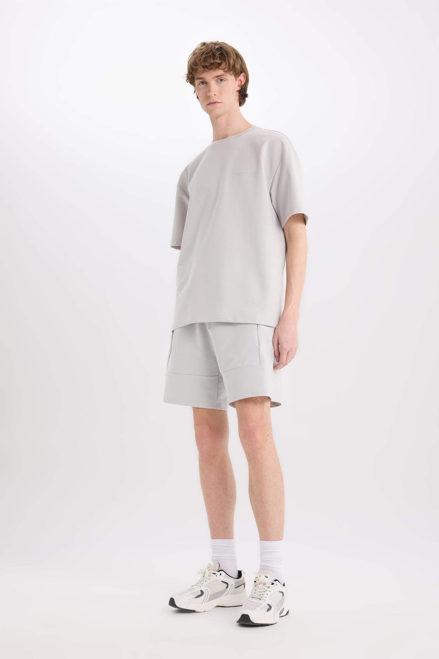 Boxy Fit Crew Neck Printed Heavy Fabric T-Shirt