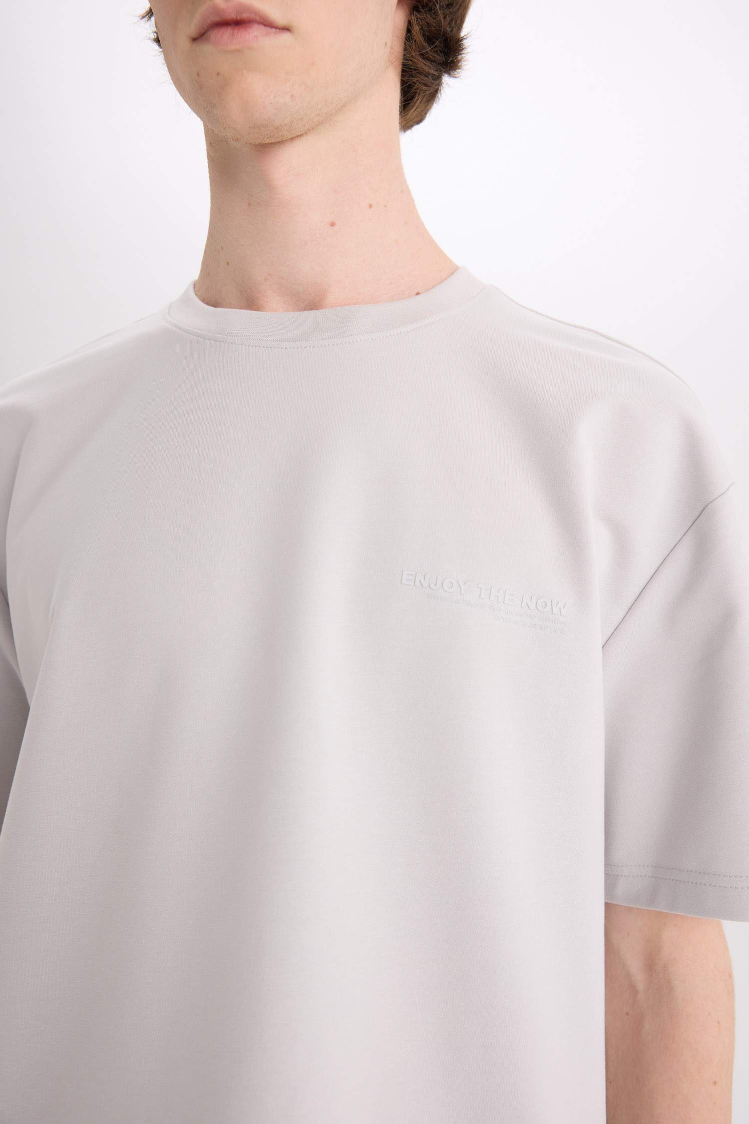 Boxy Fit Crew Neck Printed Heavy Fabric T-Shirt