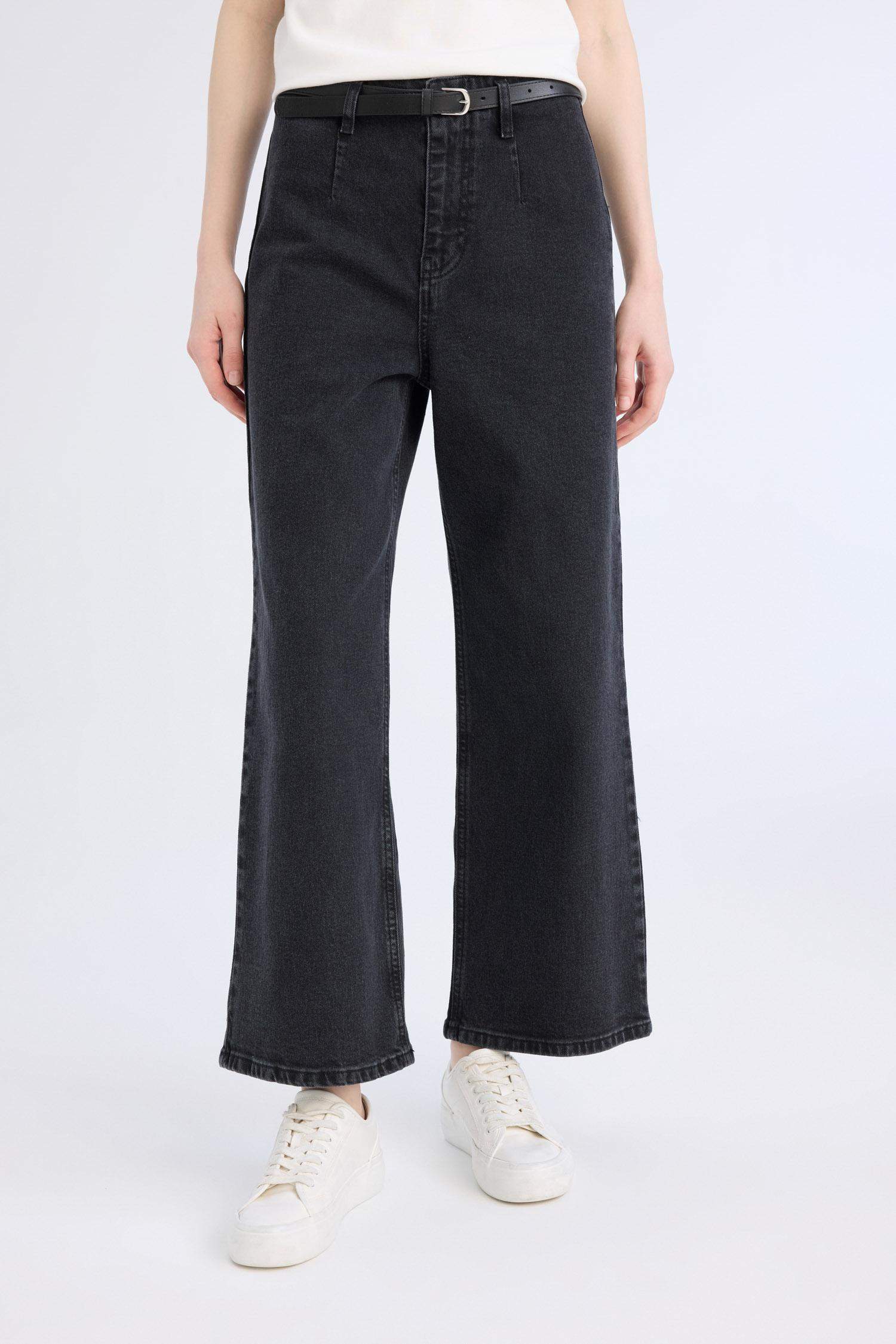 Culotte High Waist Ankle Length Spanish Belted Jeans