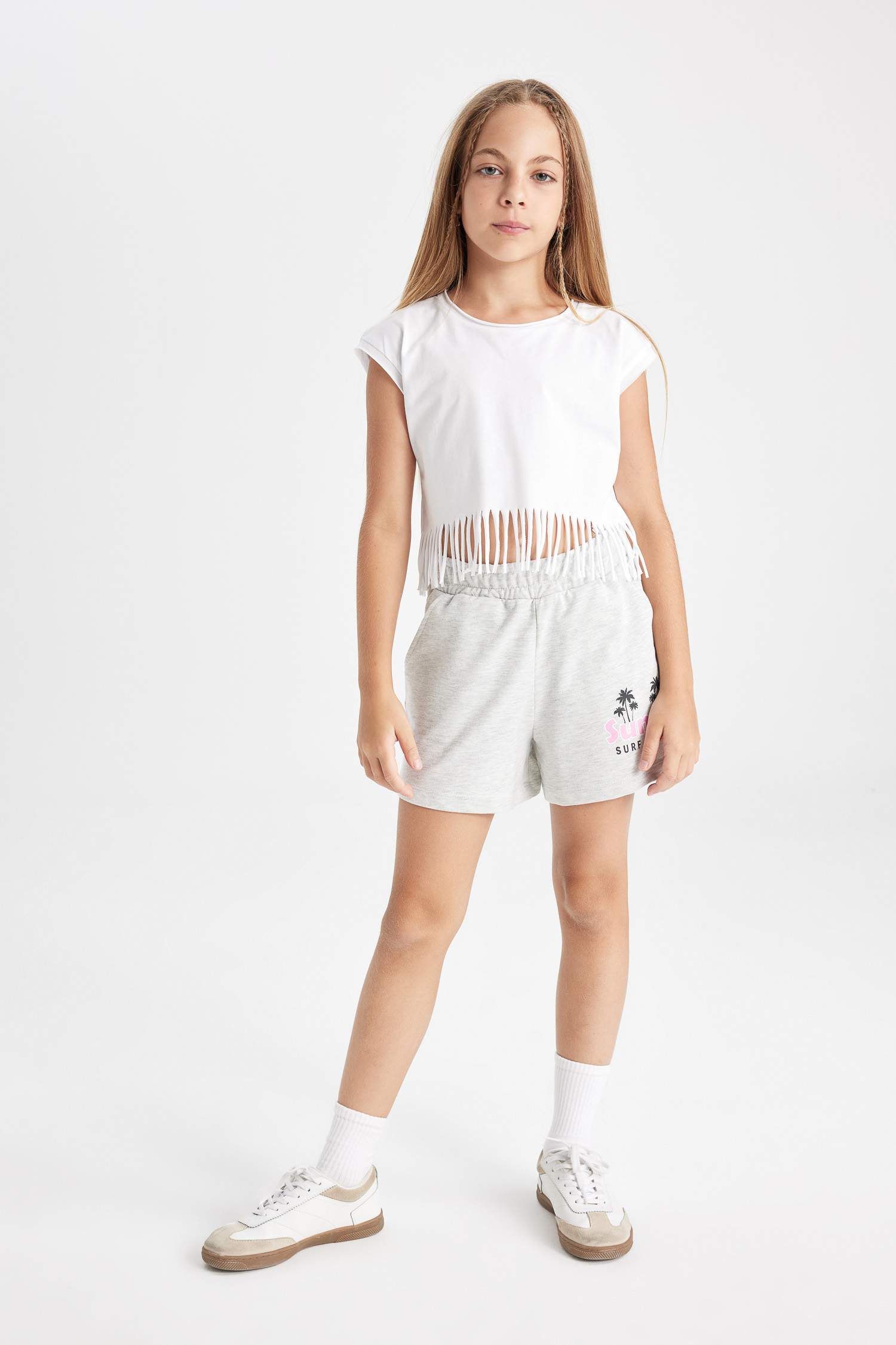 Kız Çocuk Crop Kısa Kollu Tişört