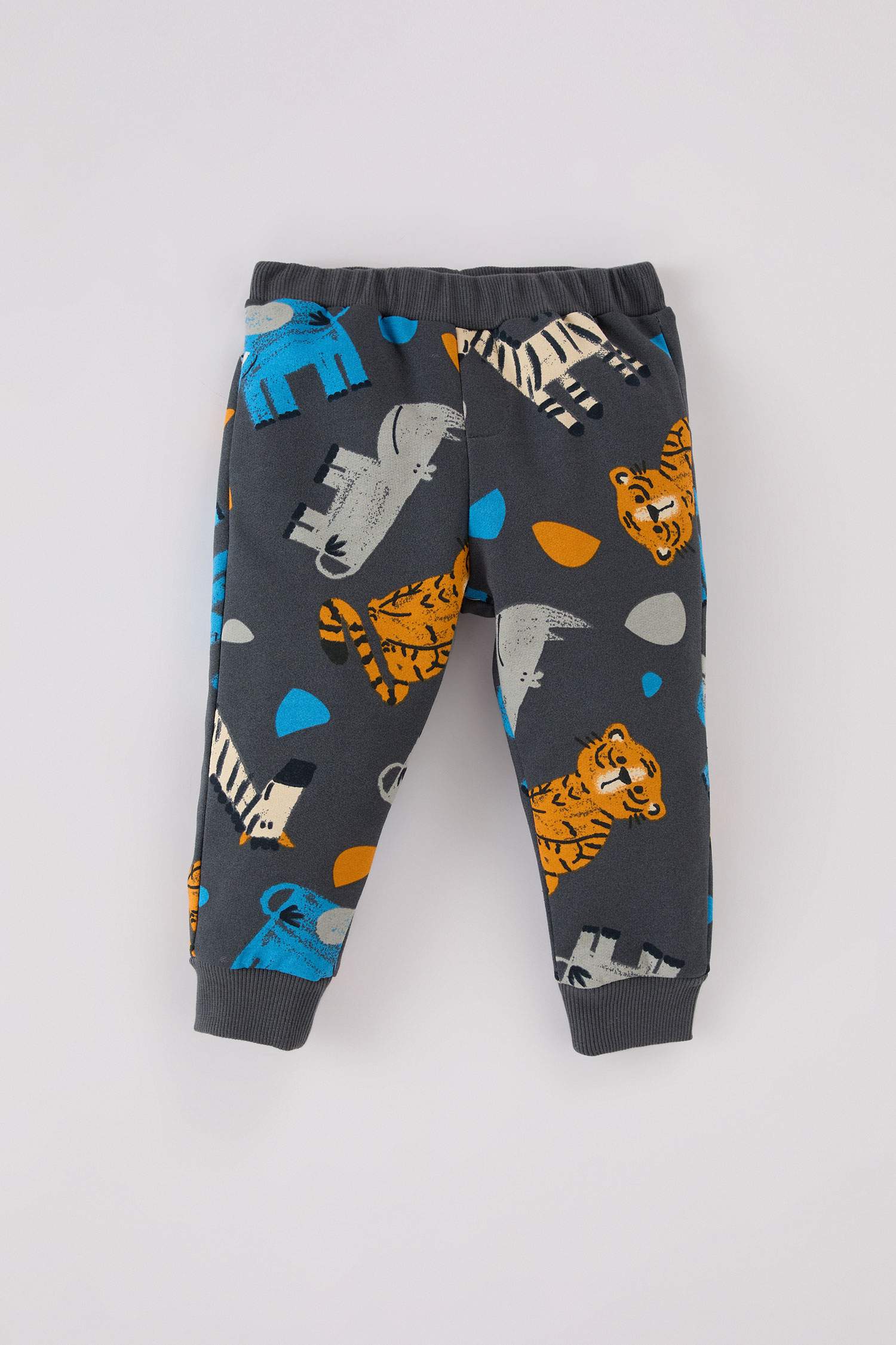 Erkek Bebek 2'li Takım Hayvan Desenli Sweatshirt Beli Lastikli Alt