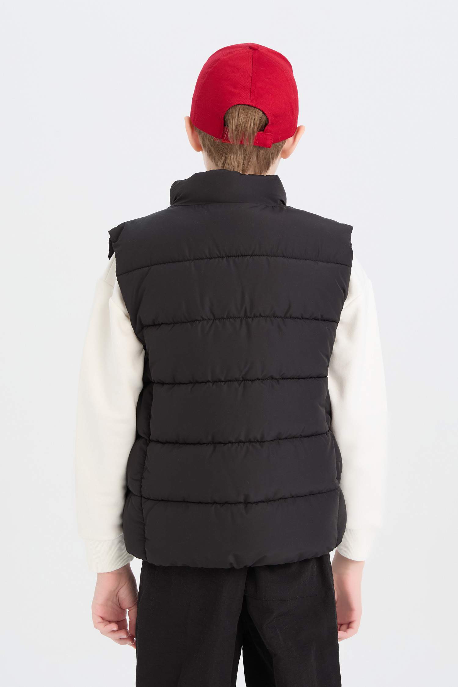 Erkek Çocuk Su Geçirmez Fermuarlı Basic Düz Dik Yaka Yelek