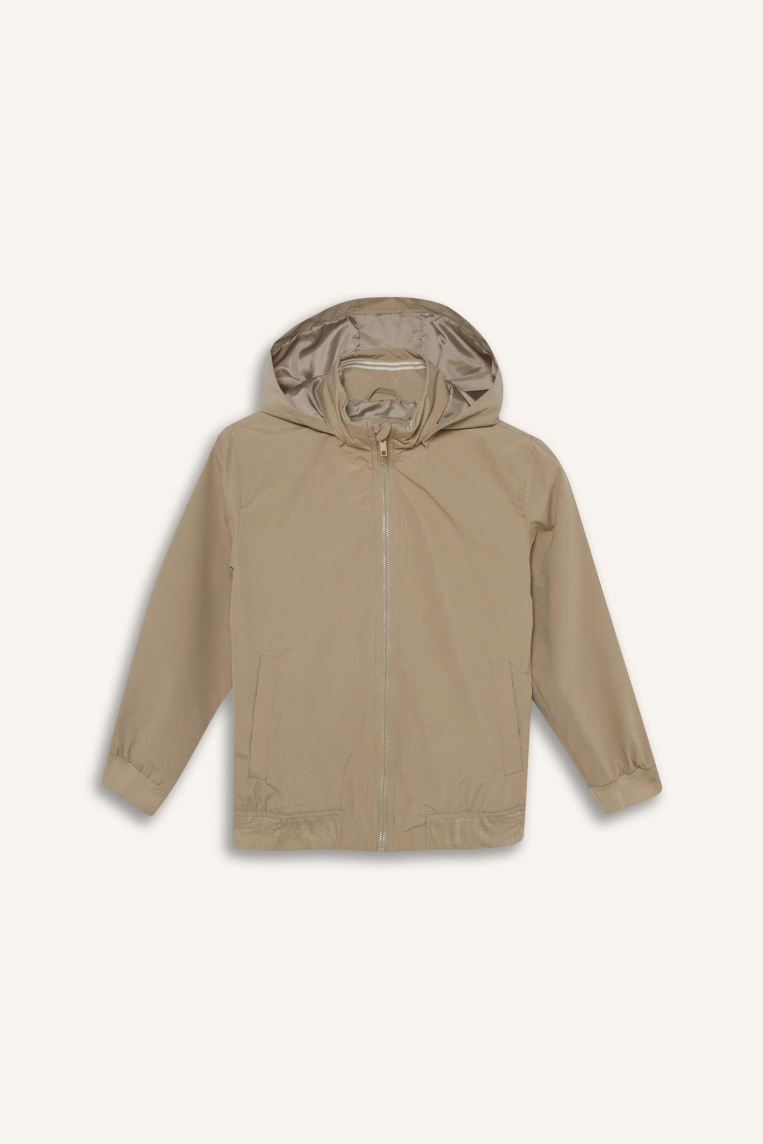 Erkek Çocuk Su Geçirmez Kapüşonlu Fermuarlı Mont