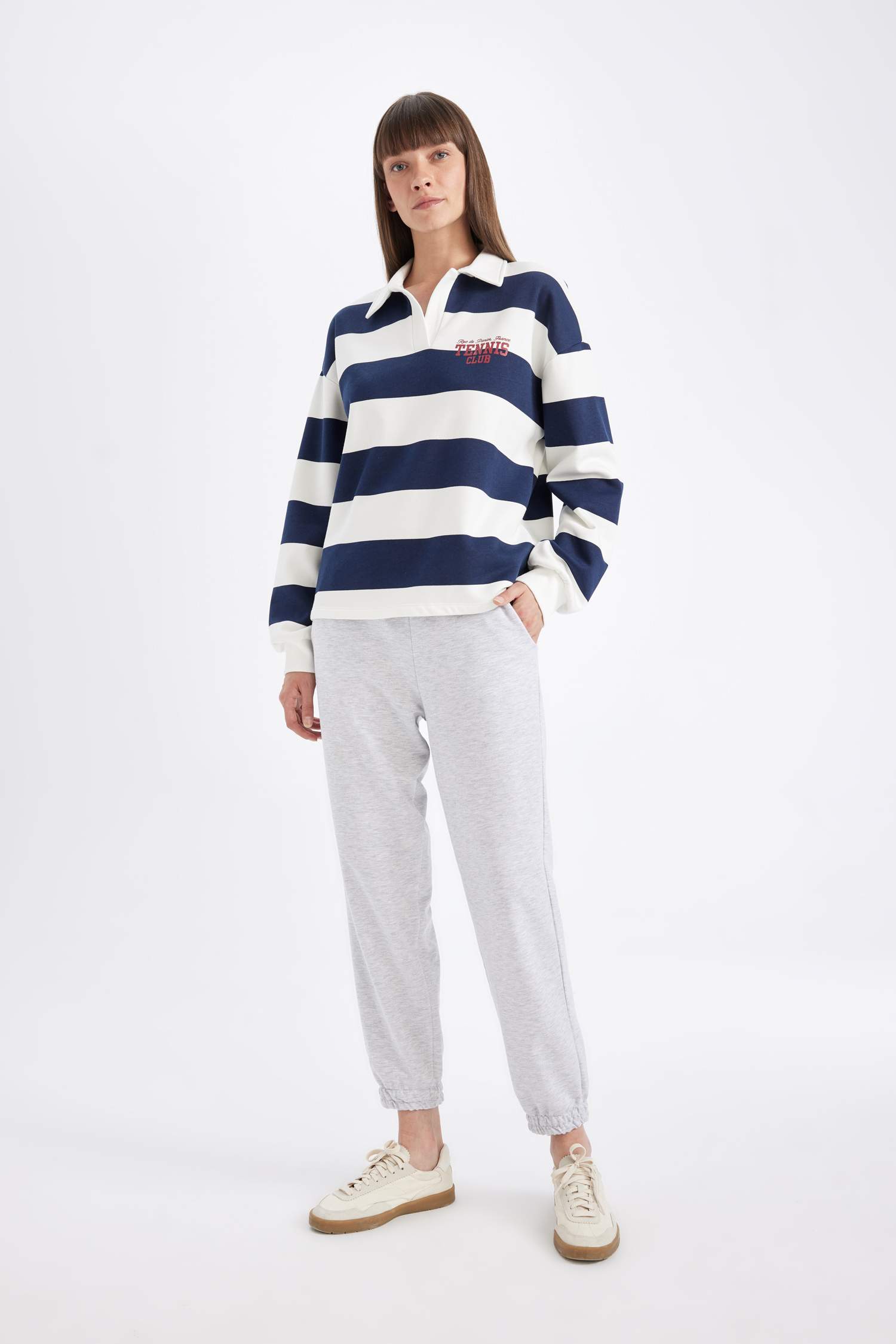 релакс пішімі слоган поло жаға Свитер