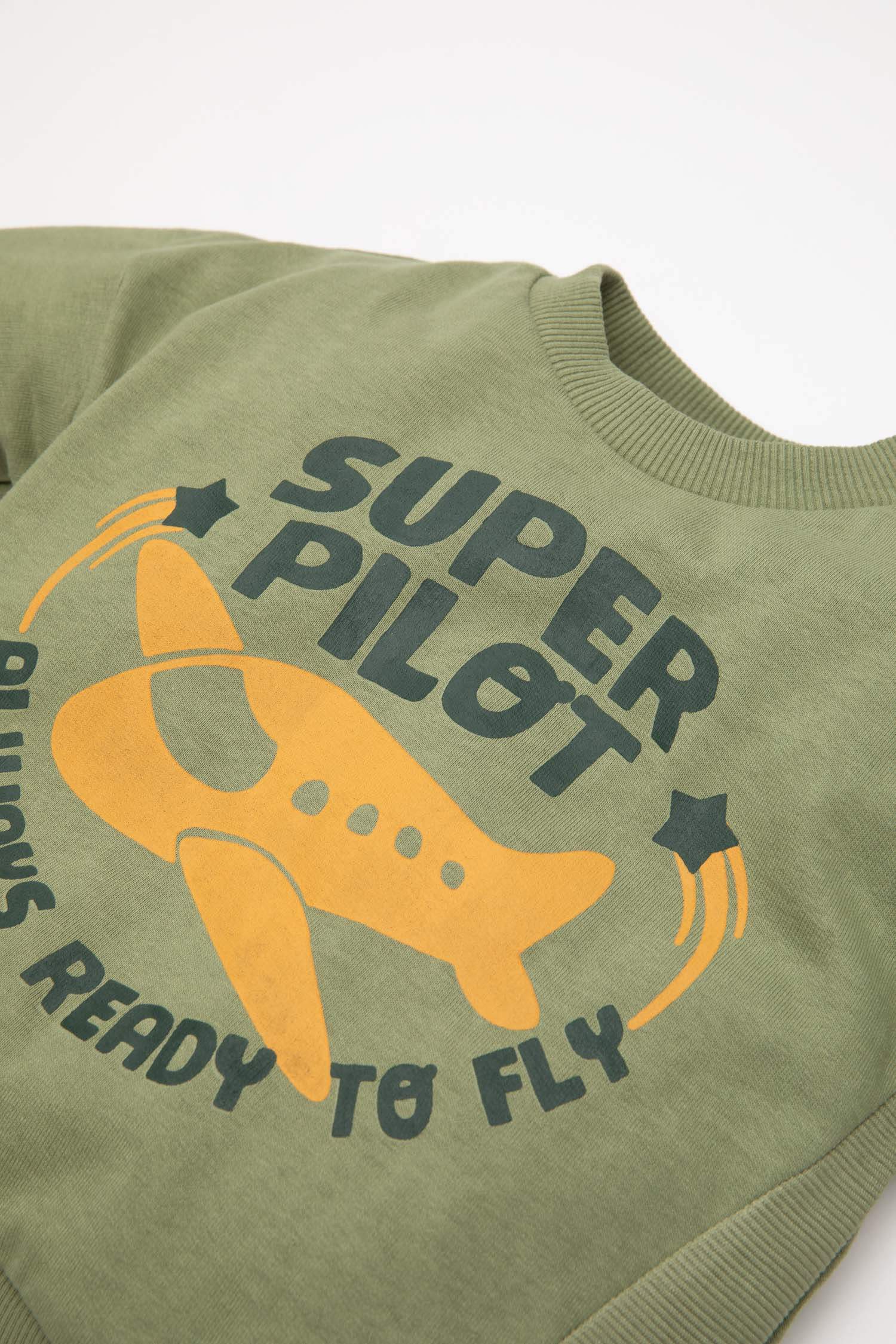 Erkek Bebek 2'li Takım Baskılı Sweatshirt Beli Lastikli Eşofman Altı