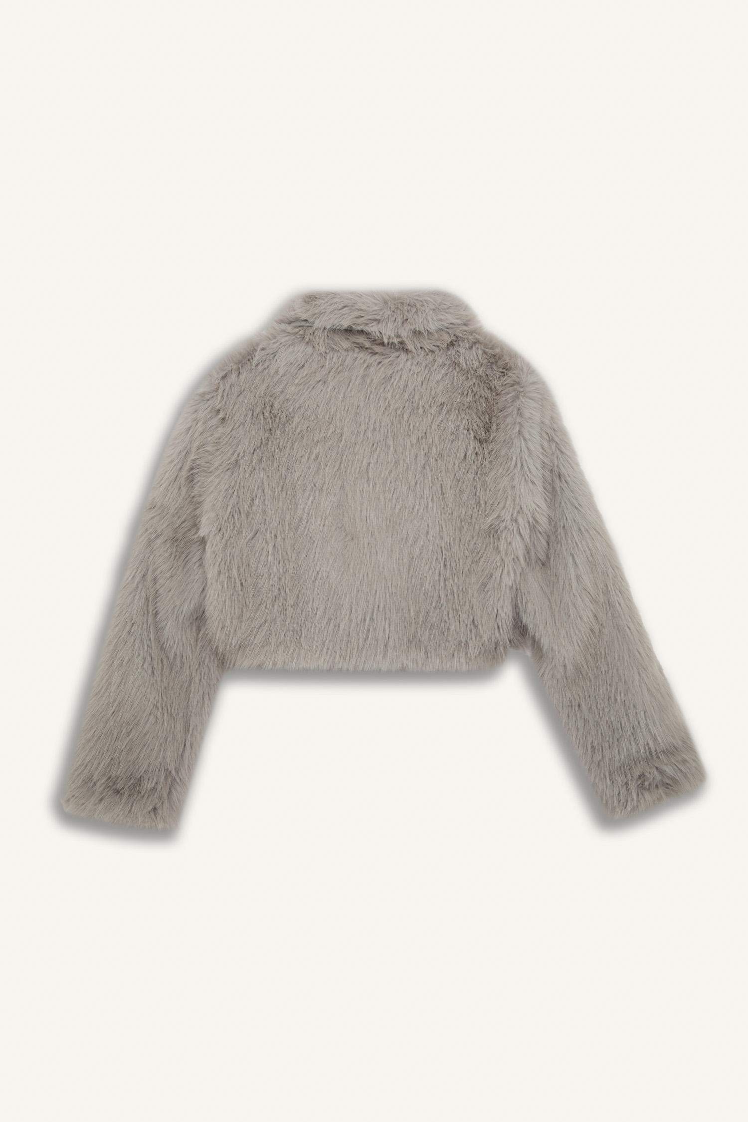 Regular Fit Cepli Fermuarlı Kısa Suni Kürk Ceket Mont