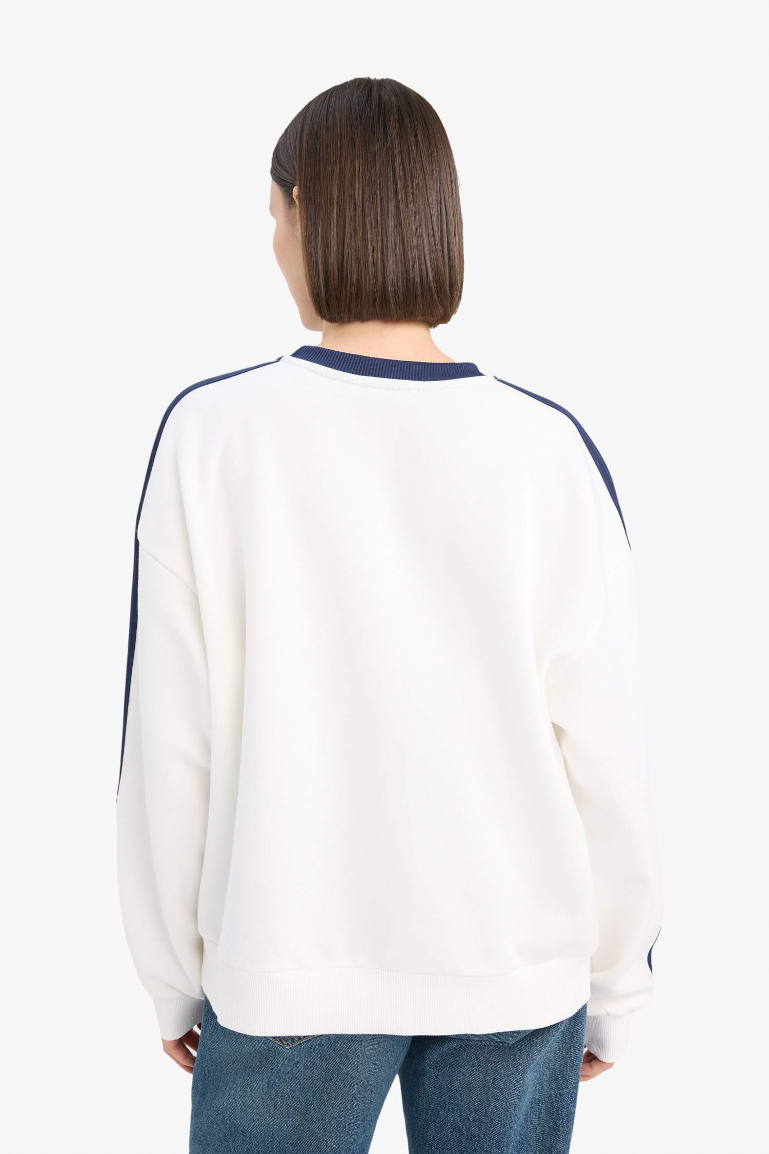 Coool Oversize Geniş Kalıp Bisiklet Yaka Baskılı Kalın Sweatshirt