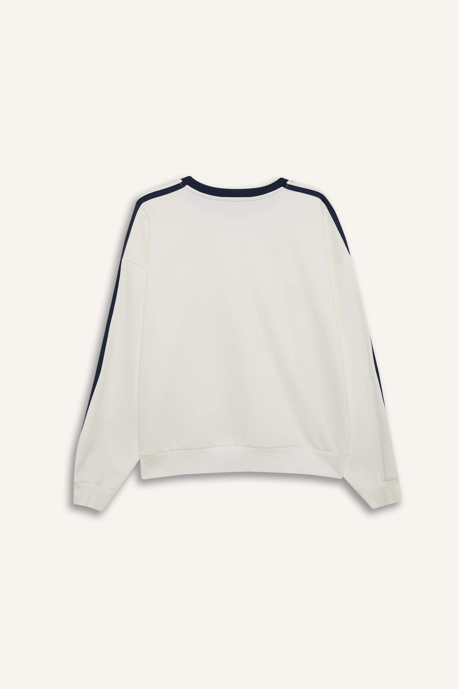 Coool Oversize Geniş Kalıp Bisiklet Yaka Baskılı Kalın Sweatshirt