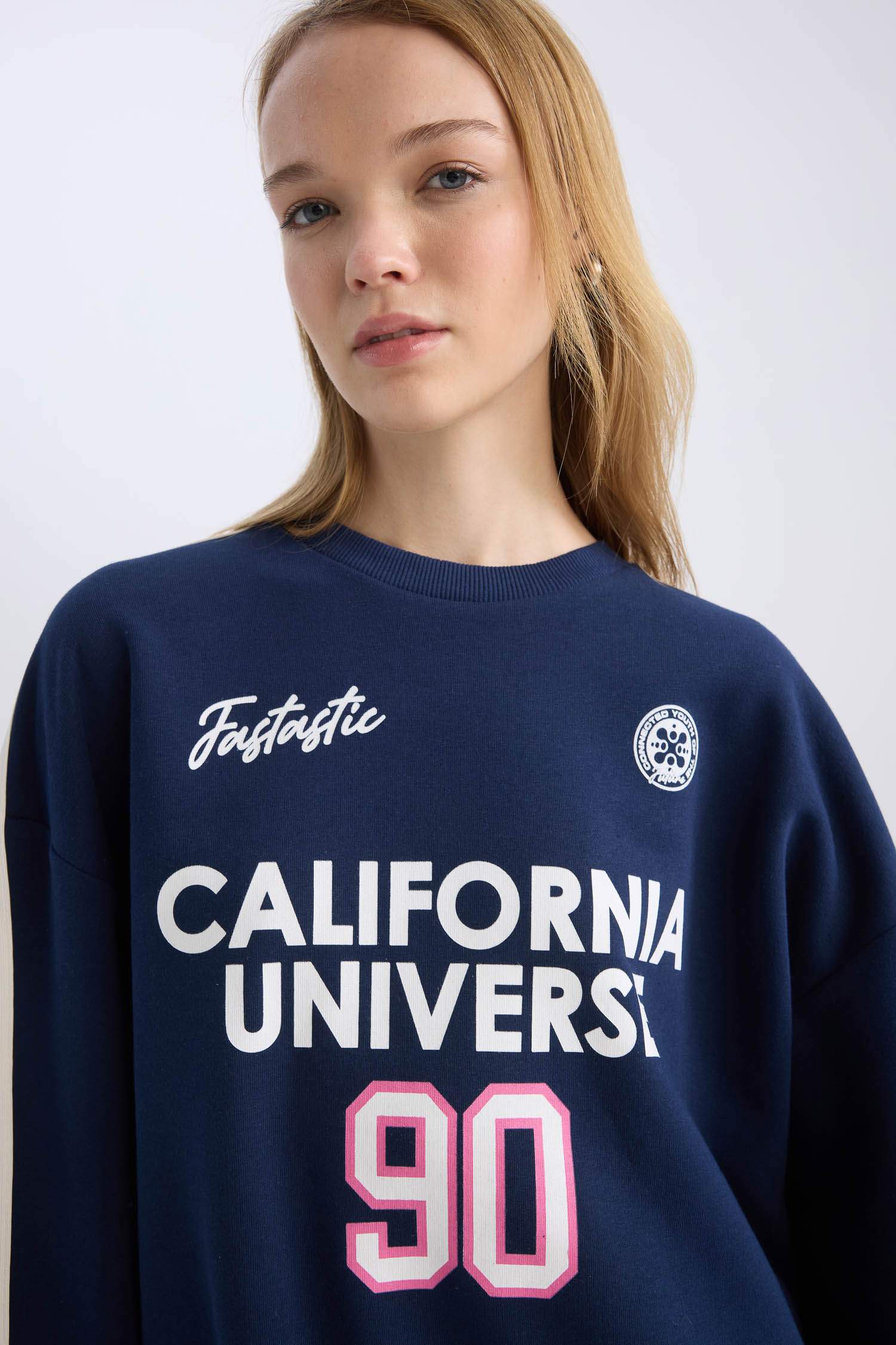 Sweat-Shirt Oversize Imprimé Col Ras Du Cou