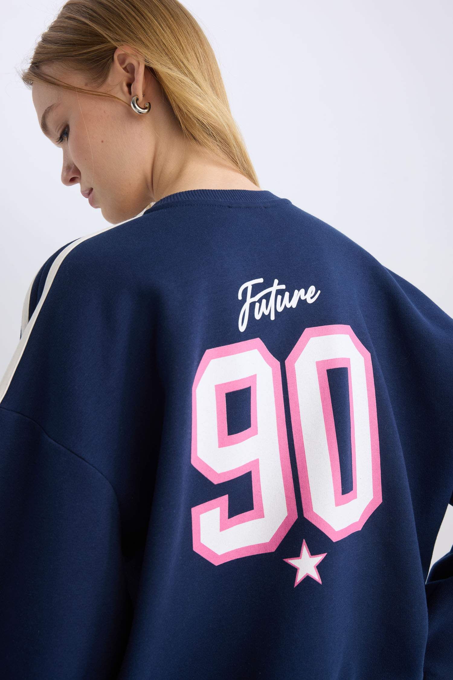 Sweat-Shirt Oversize Imprimé Col Ras Du Cou