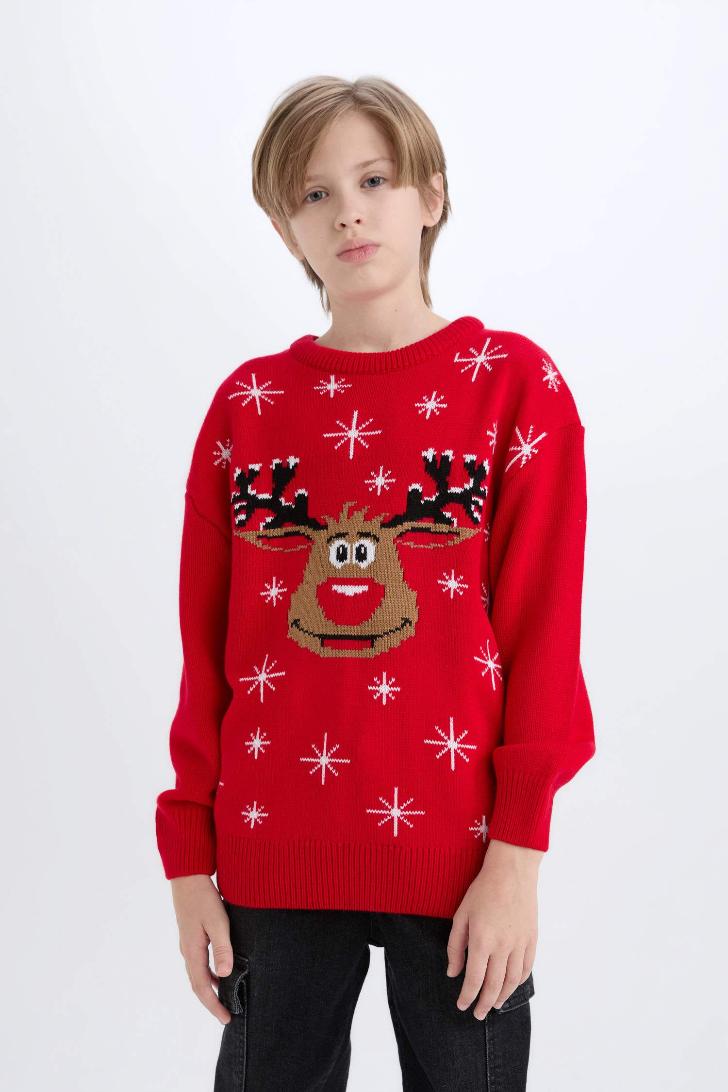 بلوفر اولادي تريكو قصة عادية وطبعة كريسماس