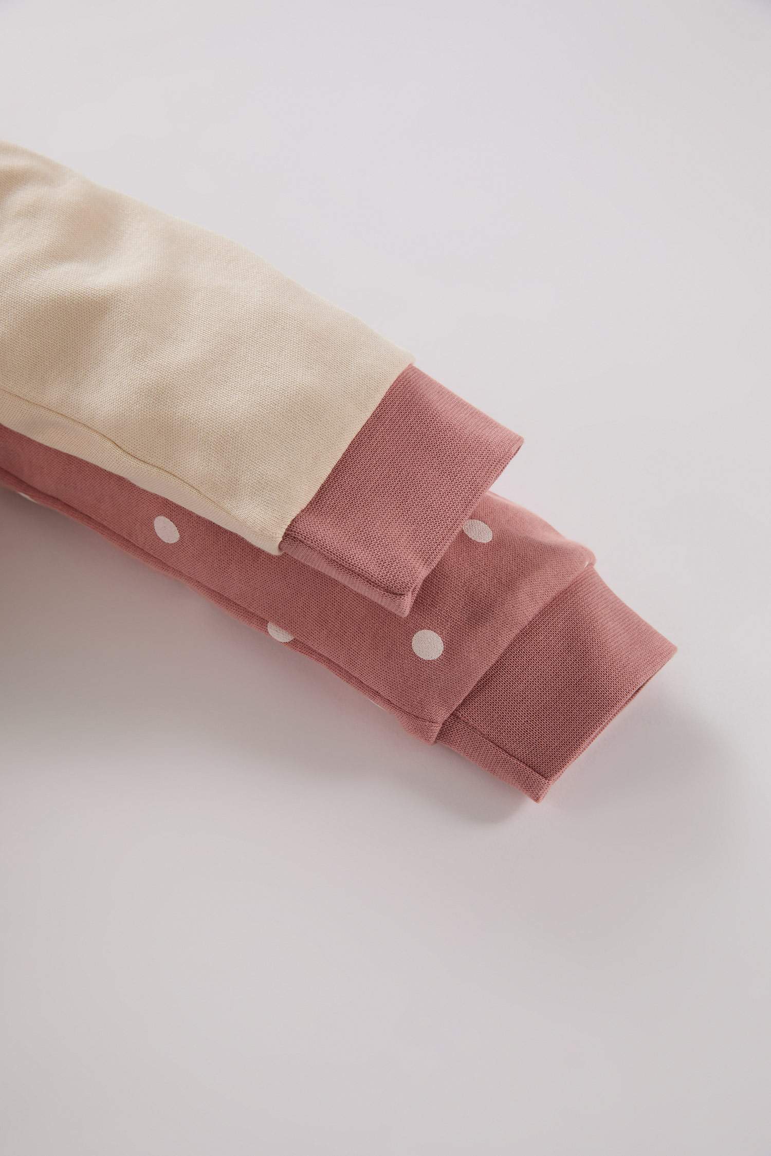 Kız Bebek Yenidoğan Baskılı Puantiyeli Fermuarlı Uzun Kollu 2'li Tulum