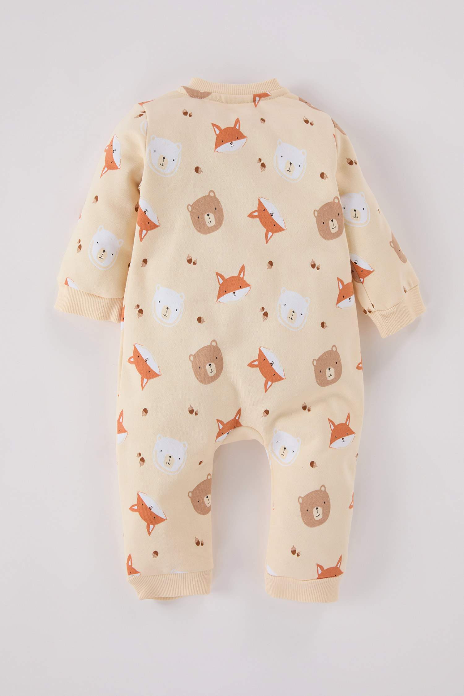 Baby Boy Newborn Animal Patterned Zippered Jumpsuit