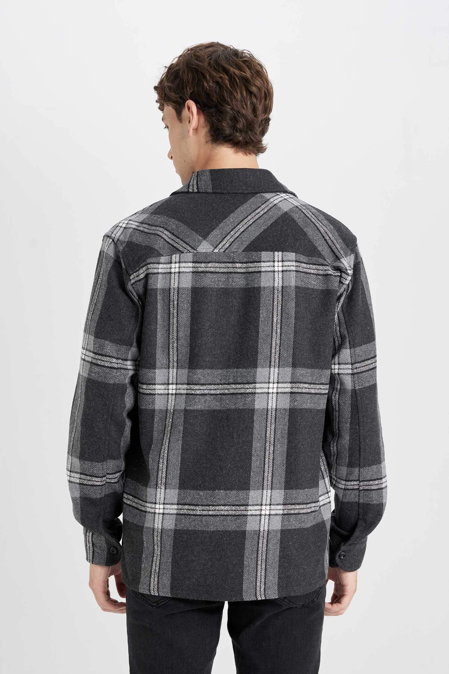 Regular Fit Polo Yaka Kareli Oduncu Flanel Uzun Kollu Gömlek