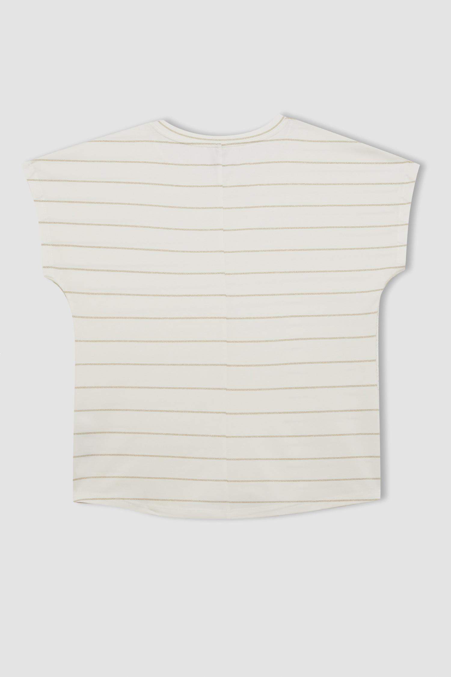 تيشيرت نص كم قصة عادية برقبة مستديرة