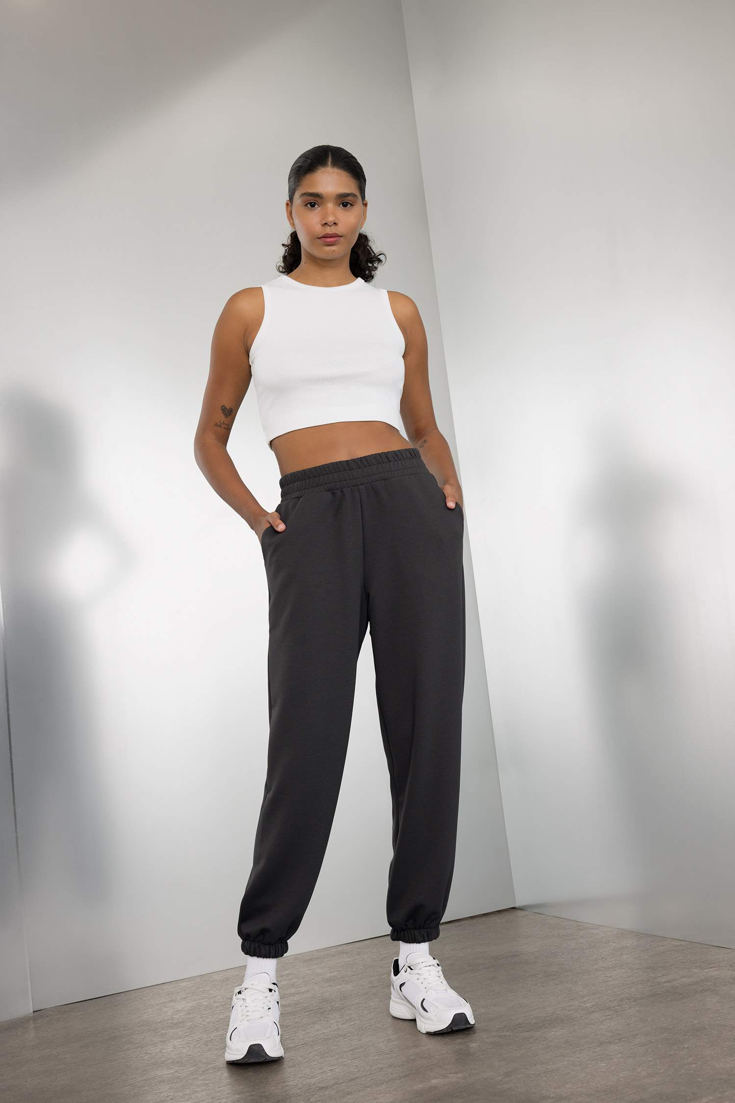 DeFactoFit Crew Neck Modal Sports Crop Top