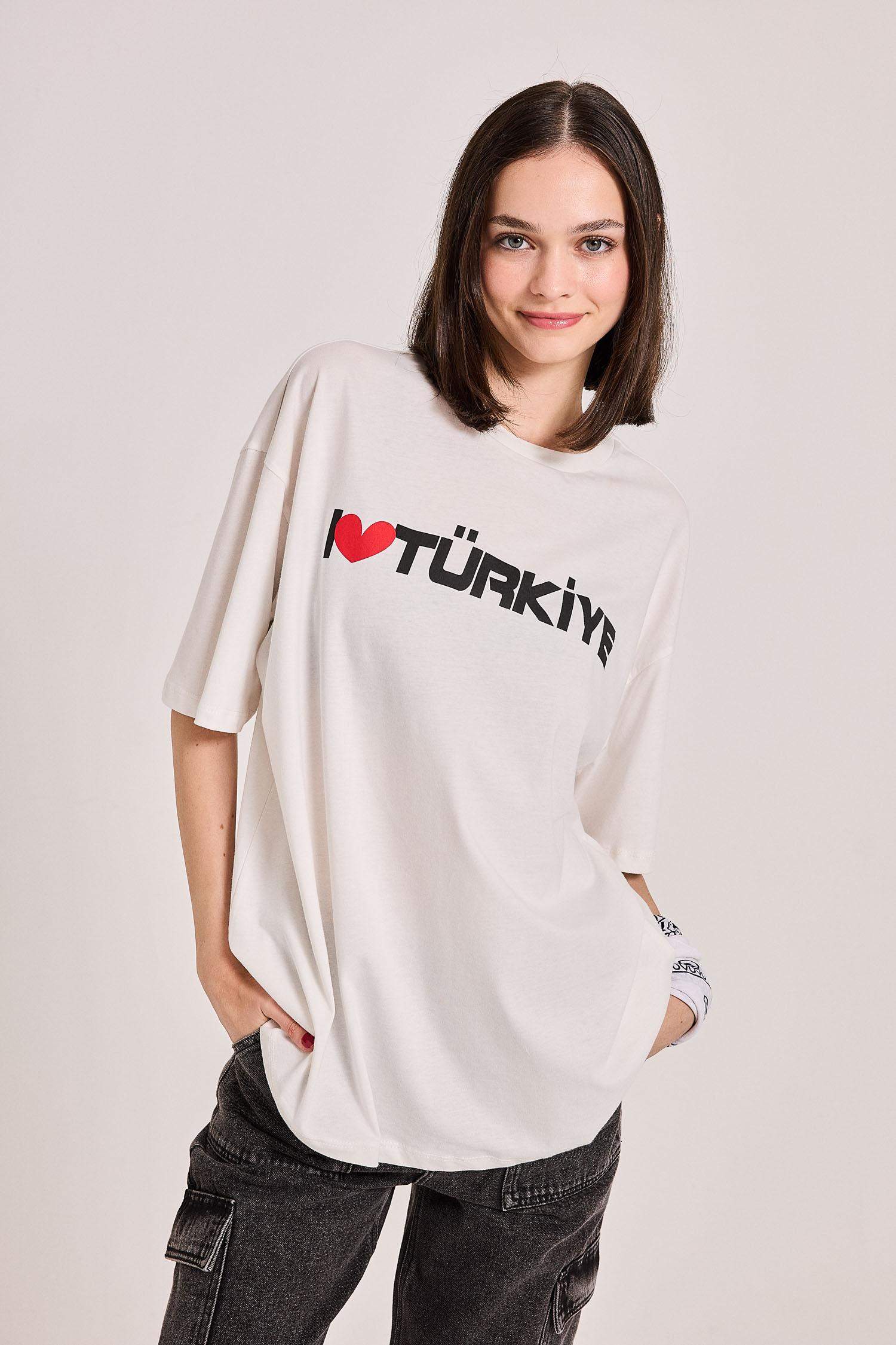 T-Shirt Oversize imprimé à Manches Courtes