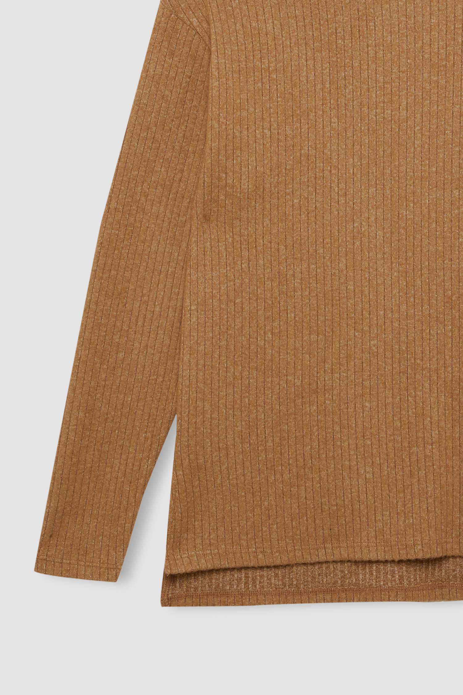 Regular Fit Bisiklet Yaka Fitilli Kaşkorse Yırtmaçlı Uzun Kollu Tişört