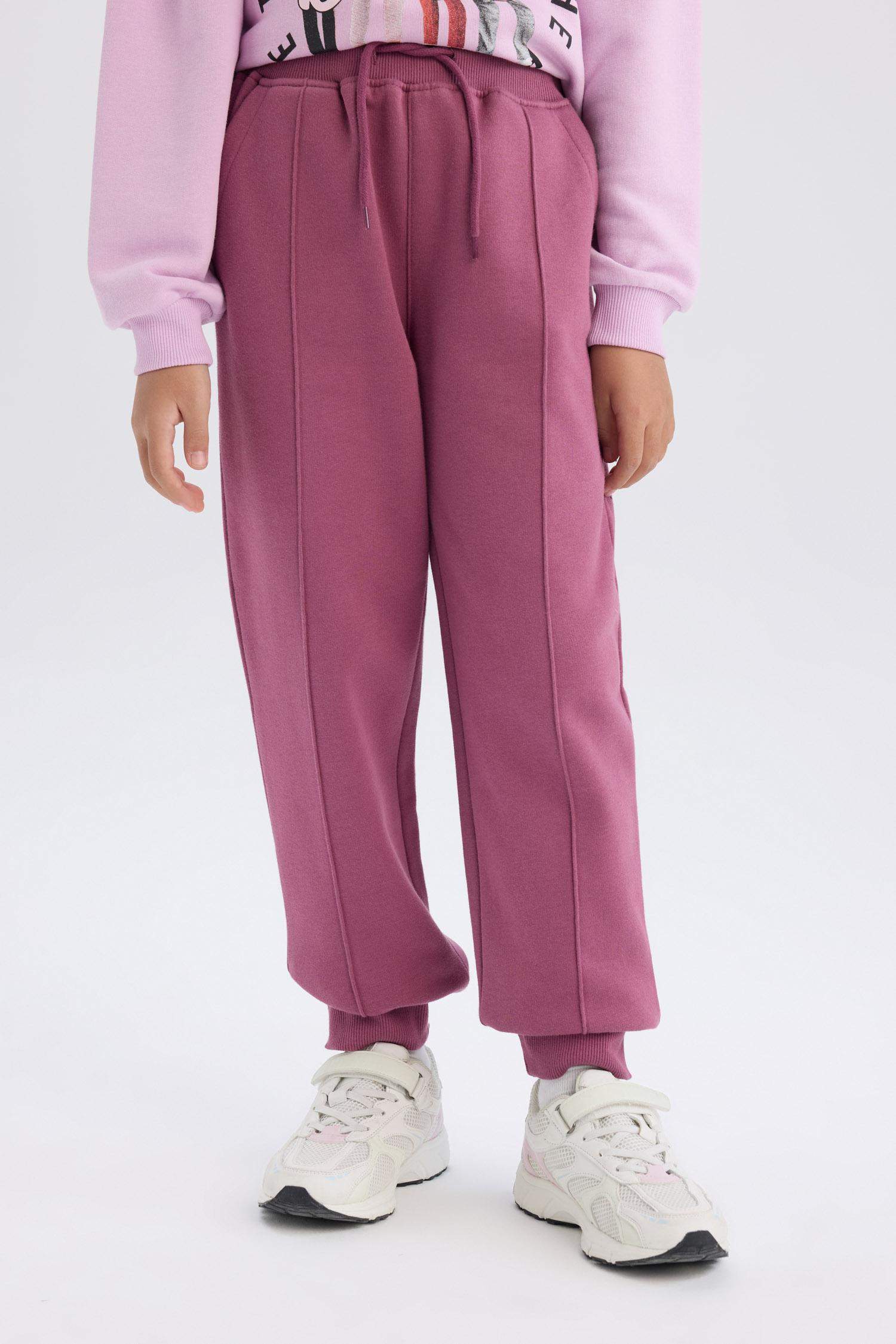 Kız Çocuk Beli Paçası Lastikli Basic Düz Jogger Eşofman Altı