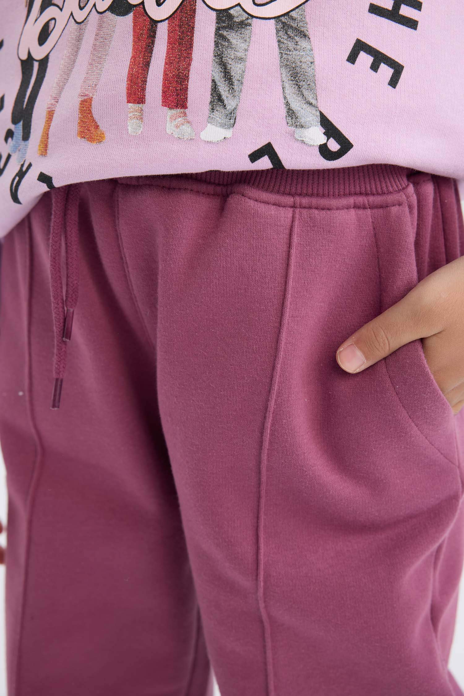 Kız Çocuk Beli Paçası Lastikli Basic Düz Jogger Eşofman Altı