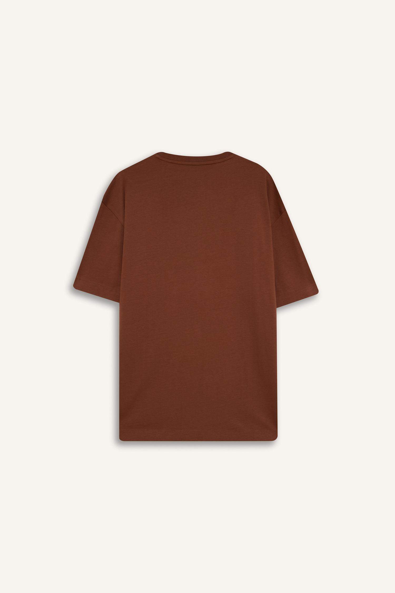 %100 Pamuk Boxy Fit Bisiklet Yaka Basic Düz Kısa Kollu Tişört