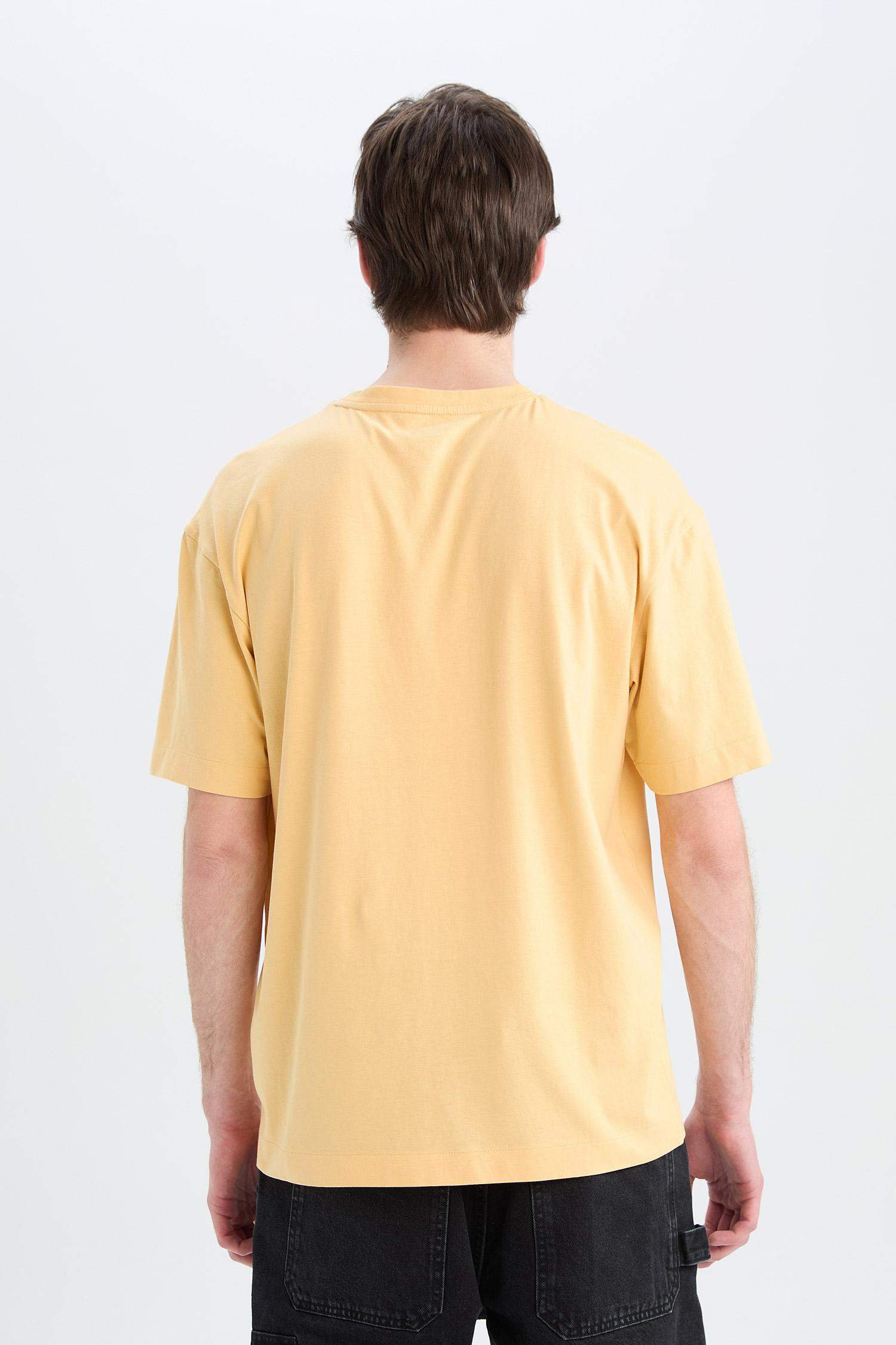 %100 Pamuk Boxy Fit Bisiklet Yaka Basic Düz Kısa Kollu Tişört