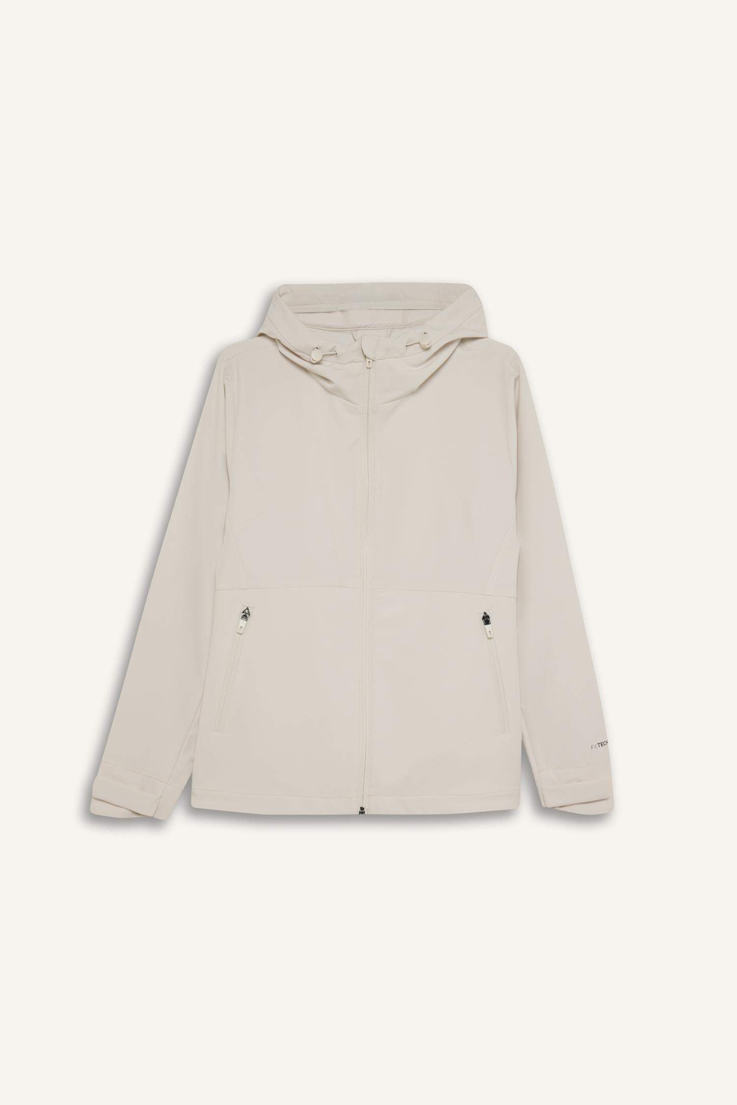 Su İtici Regular Fit Kapüşonlu Fermuarlı Cepli Esnek Dokulu Mevsimlik Baharlık Mont