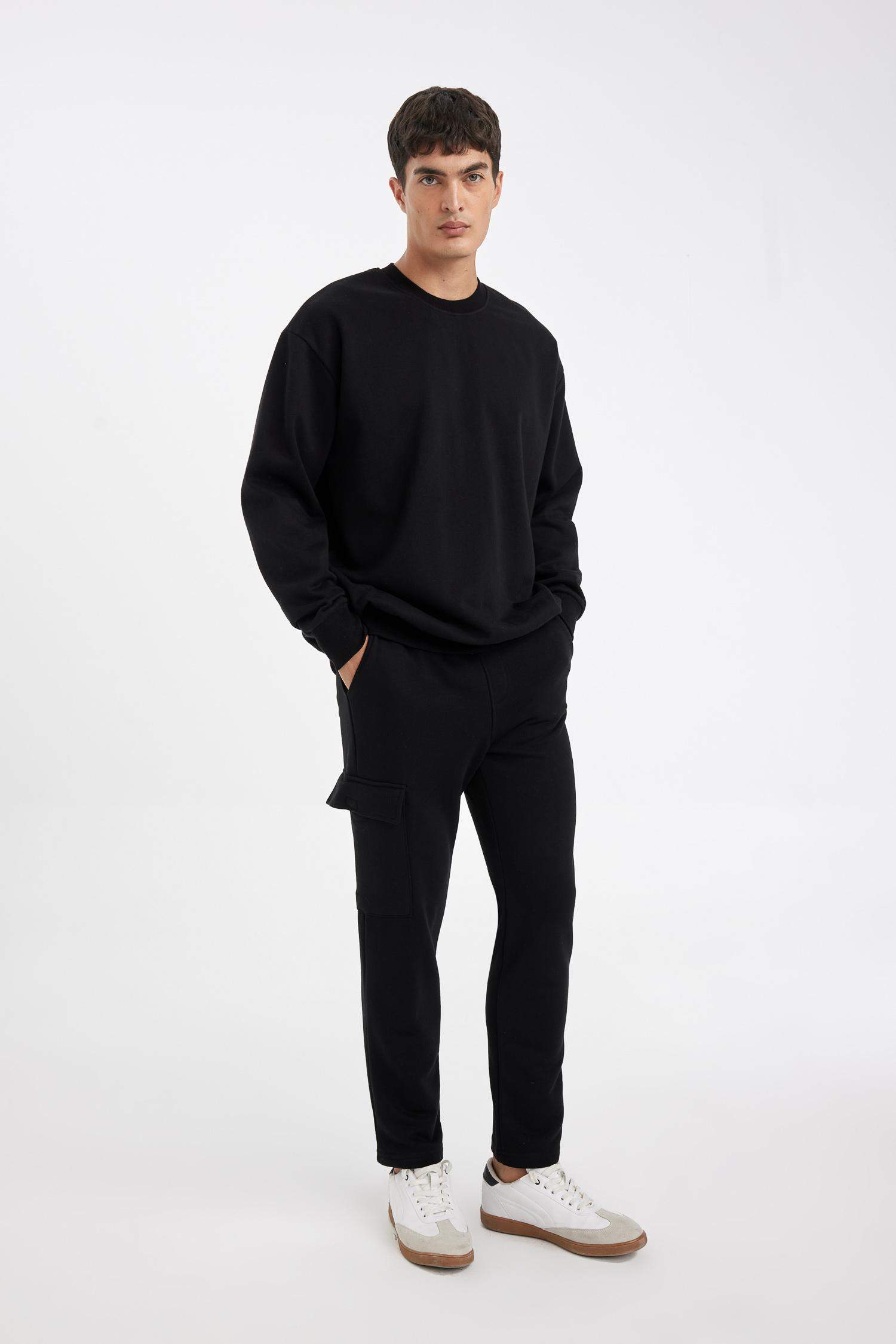 بنطلون سويت بانتس اسود سليم فيت برجل عادية