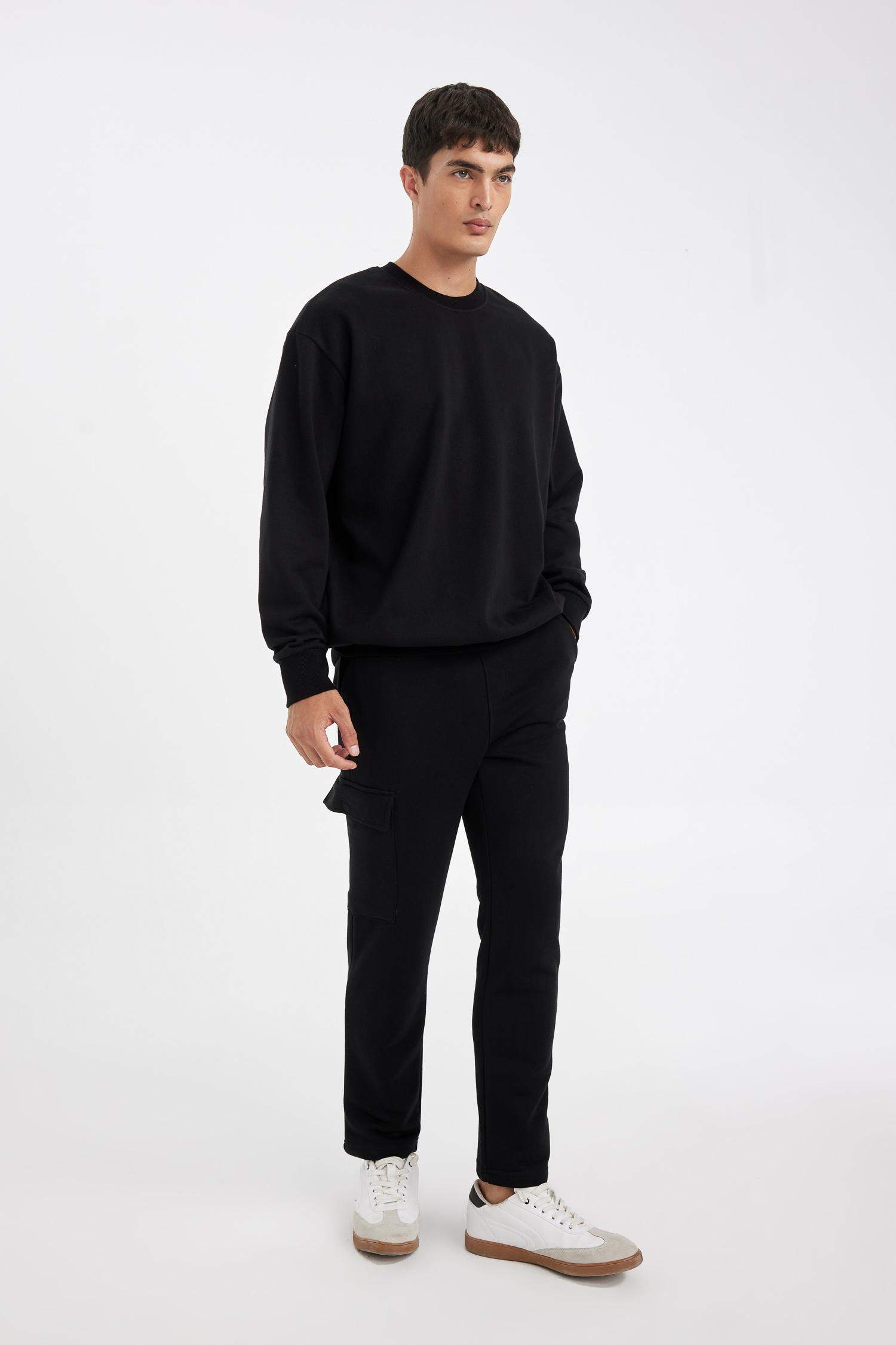 بنطلون سويت بانتس اسود سليم فيت برجل عادية