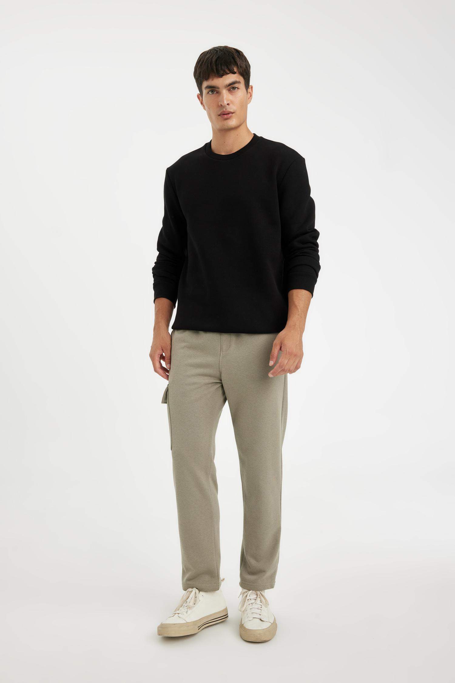 Eşofman Altı Slim Fit Dar Kesim Kargo Cepli Düz Paça