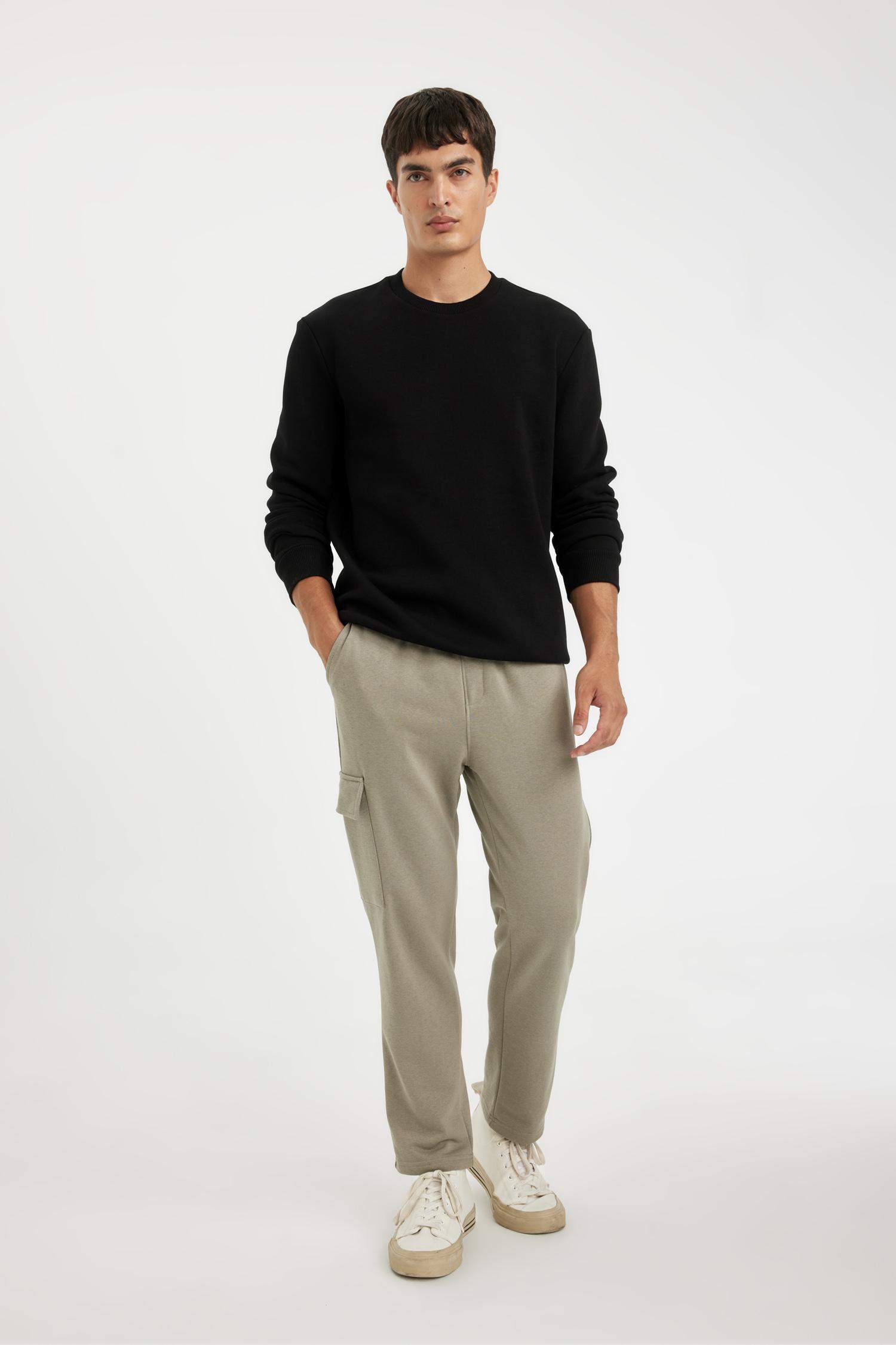 Eşofman Altı Slim Fit Dar Kesim Kargo Cepli Düz Paça