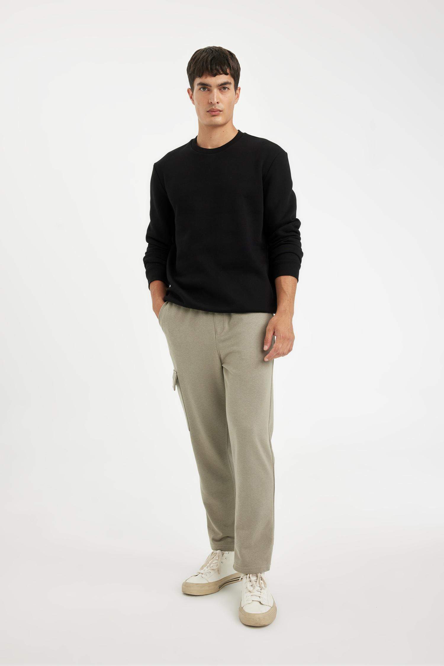 Eşofman Altı Slim Fit Dar Kesim Kargo Cepli Düz Paça