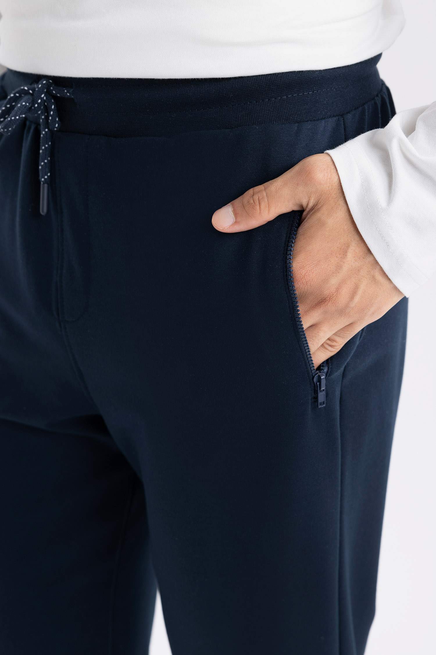 Slim Fit Regular Hem Zipper Thin Sweatshirt Fabric Trousers