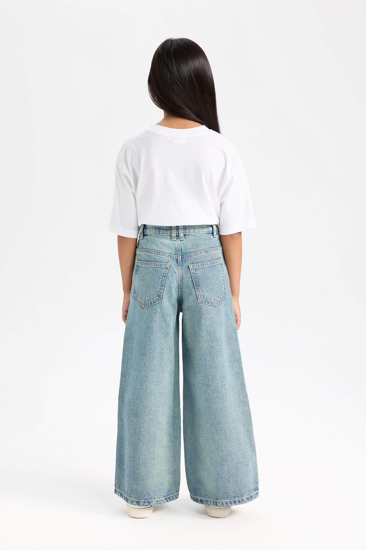 بنطرون جينز كارجو بناتي وايد ليج برجل واسع بجيب