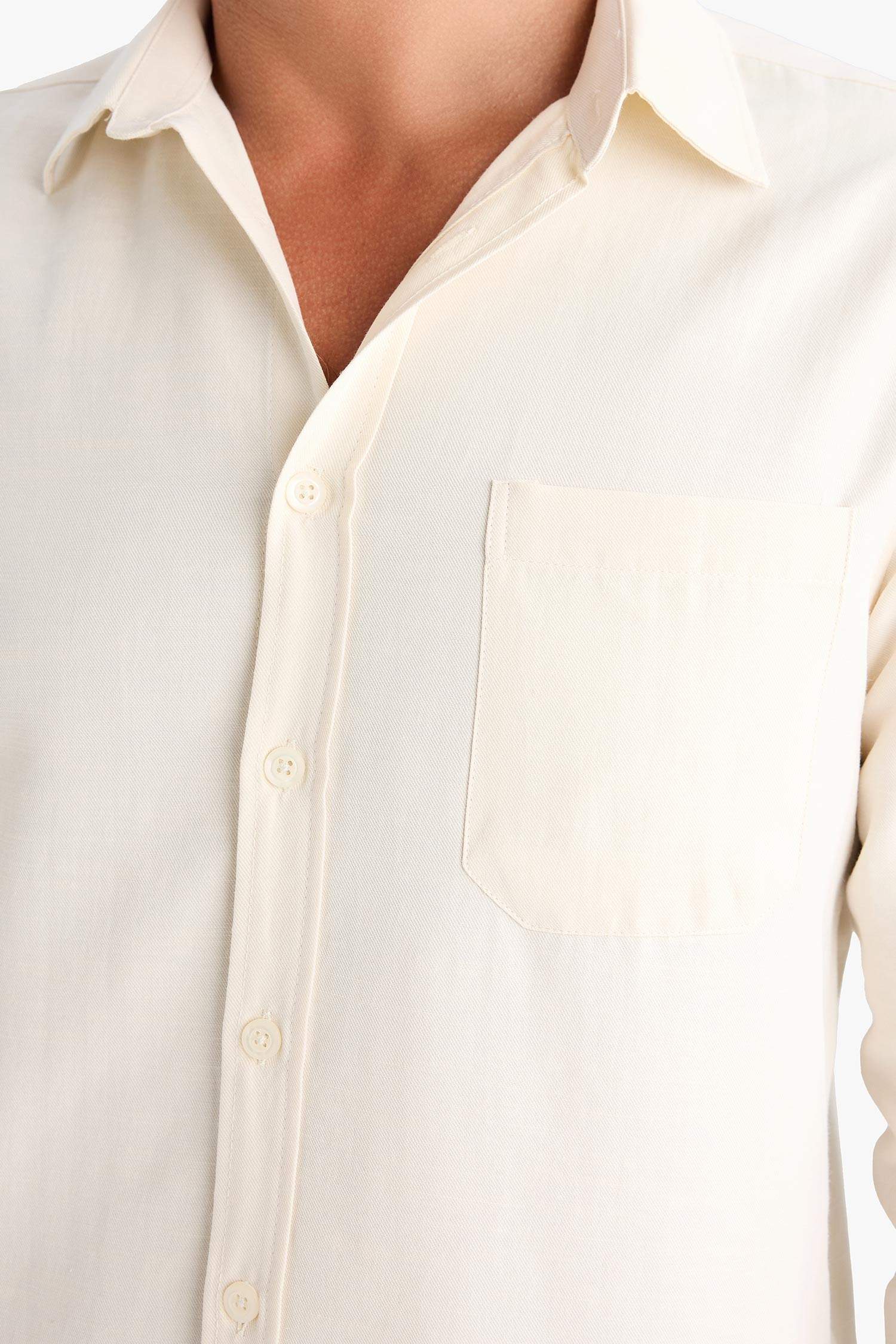 Chemise slim en coton à manches longues