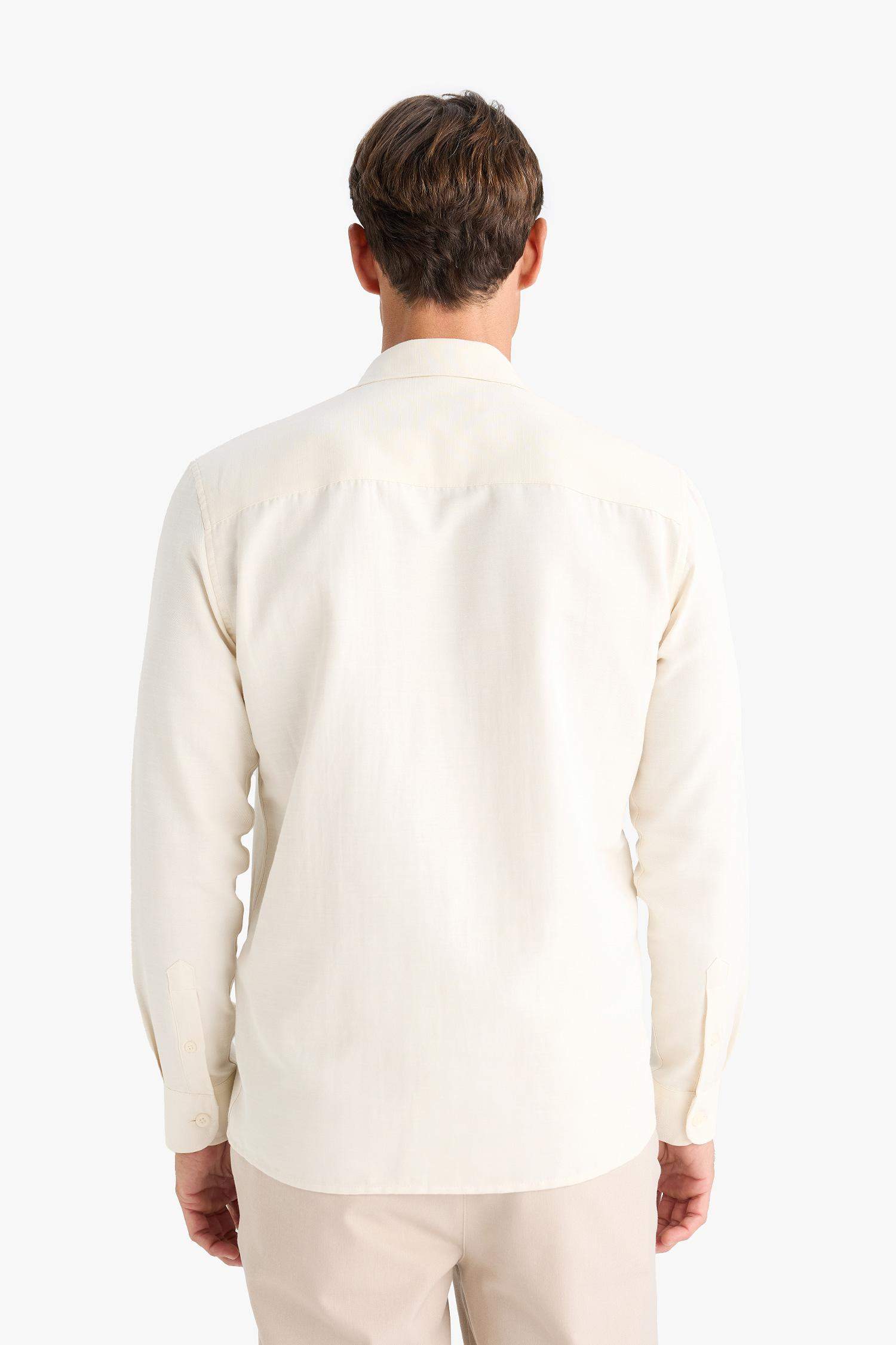 Regular Fit Polo Collar Cotton Long Sleeve Shirt