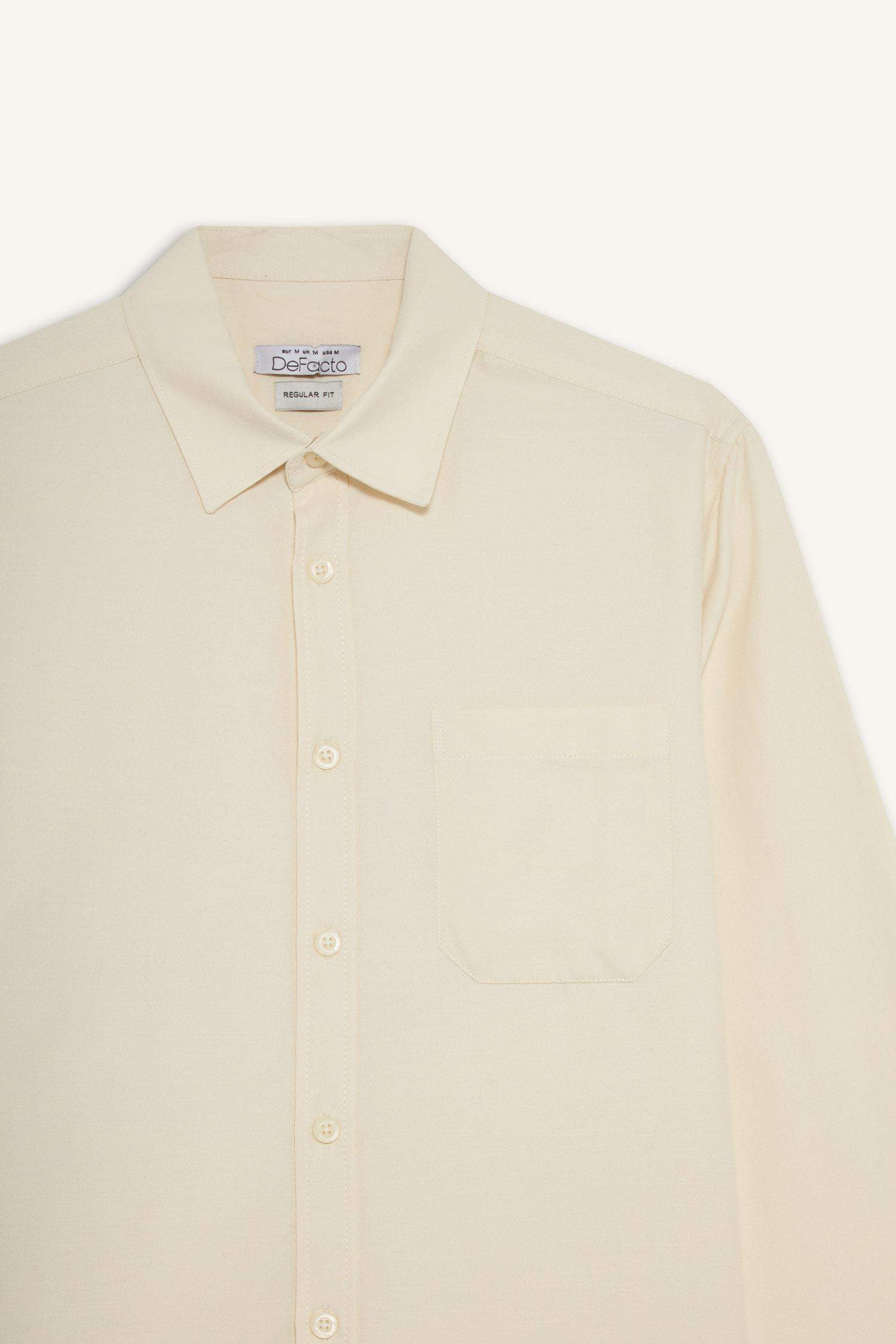 Regular Fit Polo Collar Cotton Long Sleeve Shirt