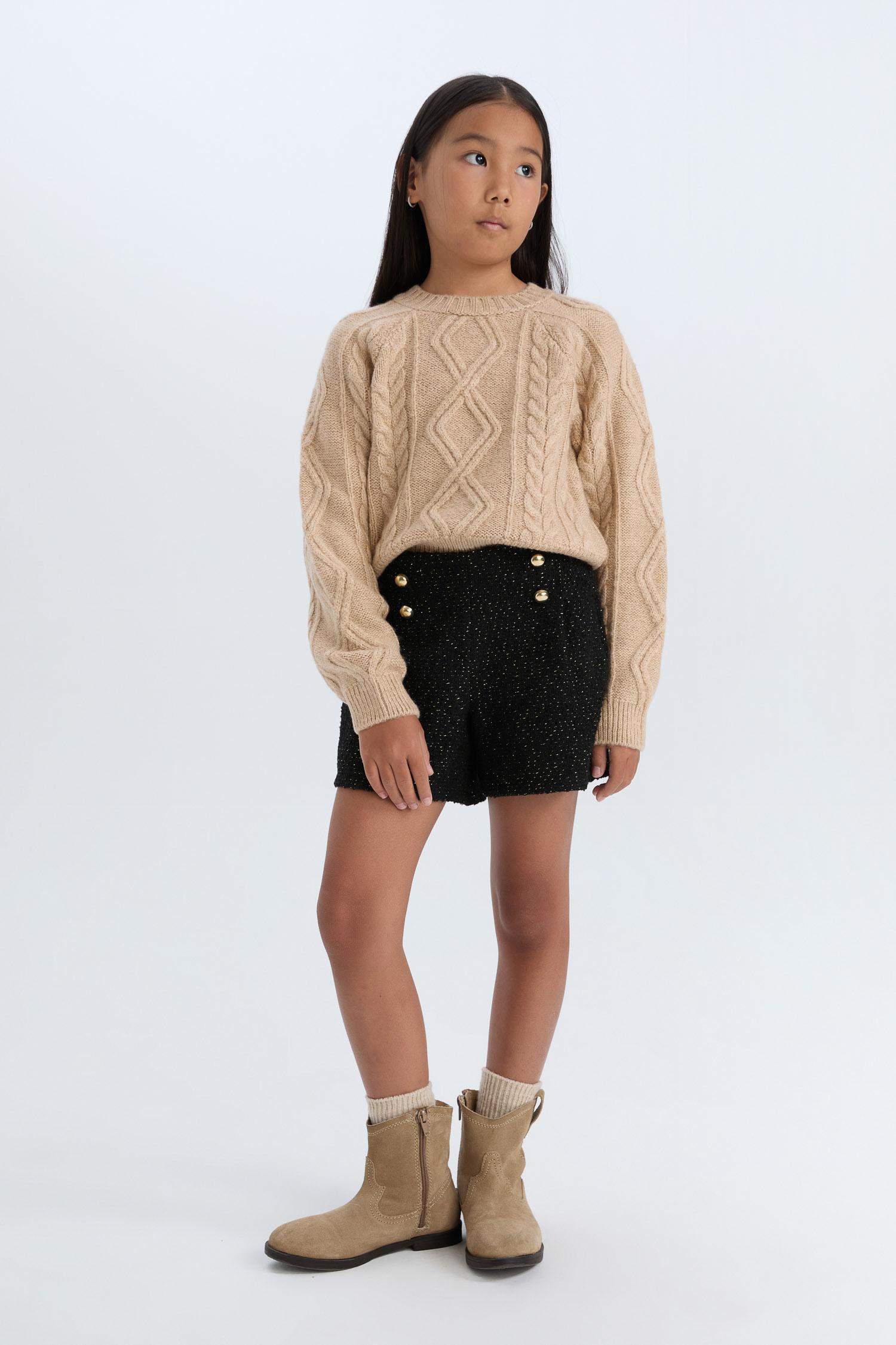 Short en tissu brillant en coton pour fille