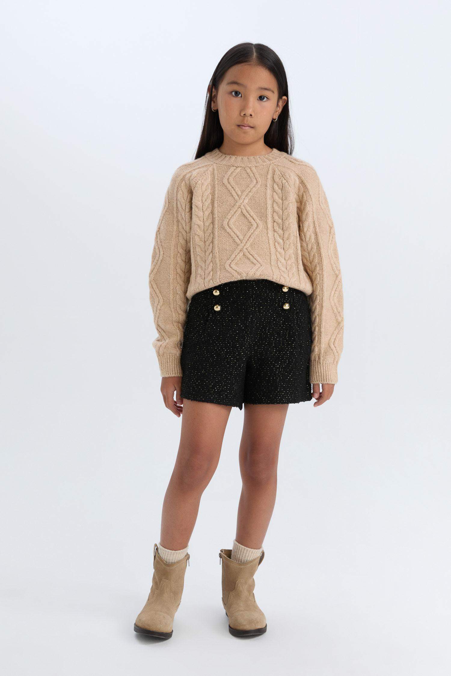 Short en tissu brillant en coton pour fille