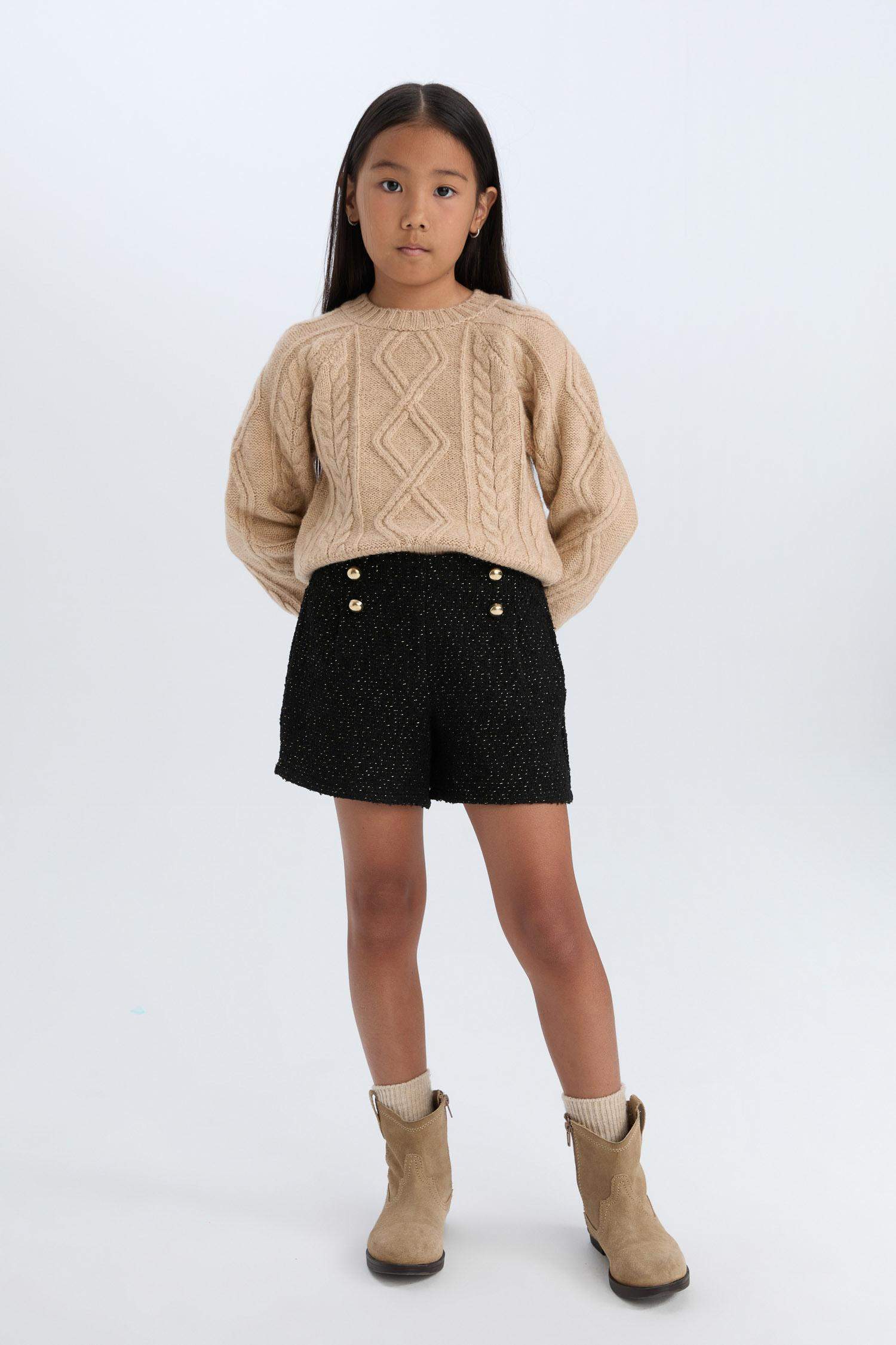 Short en tissu brillant en coton pour fille