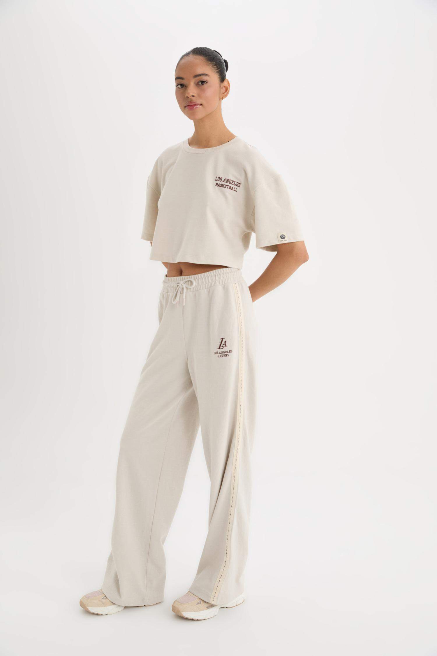 Широкие брюки NBA Los Angeles Lakers средней длины из ткани пике