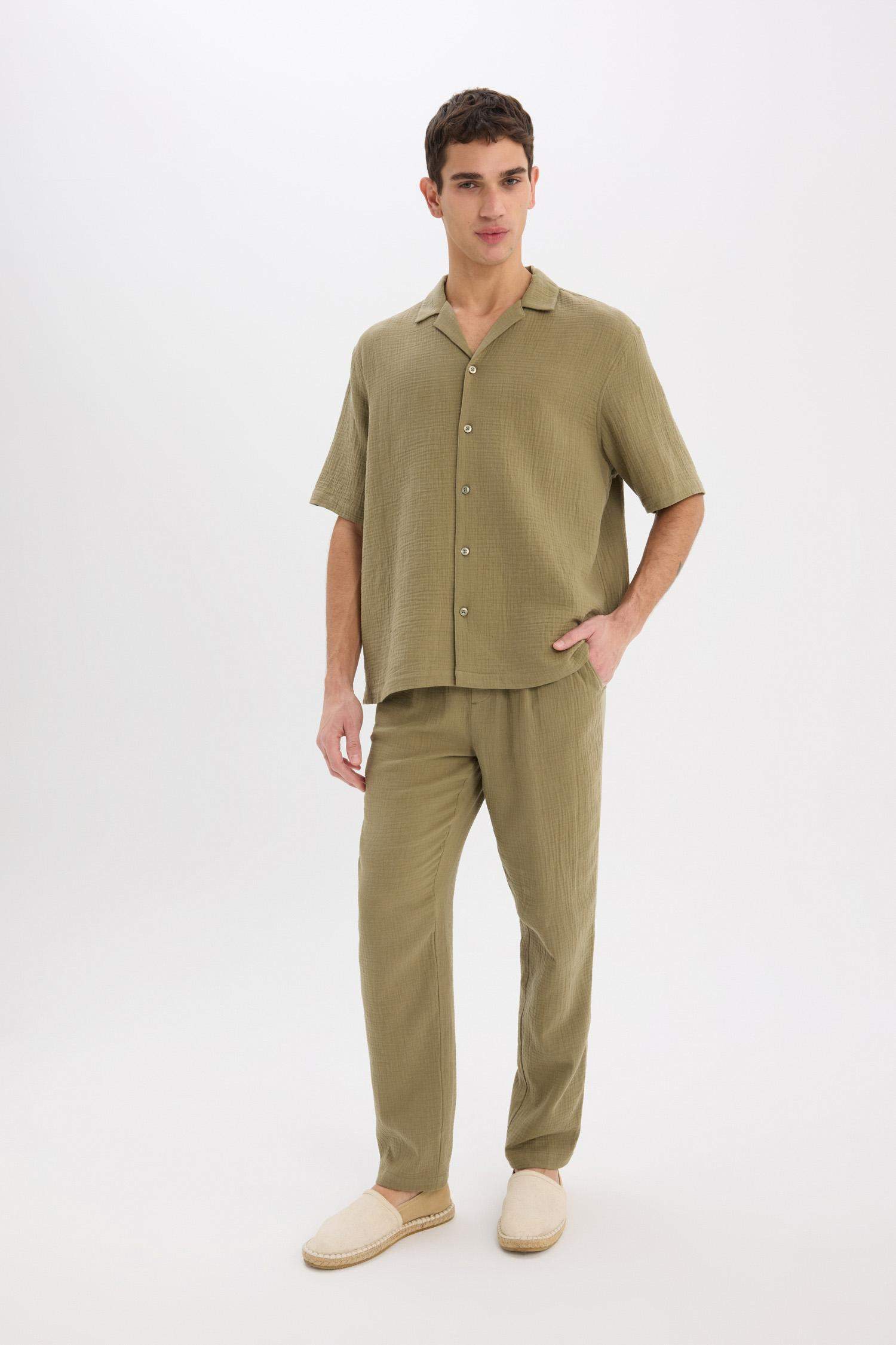 %100 Pamuk Relax Fit Rahat Kesim Yazlık Müslin Kısa Paça Pamuklu Jogger Pantolon