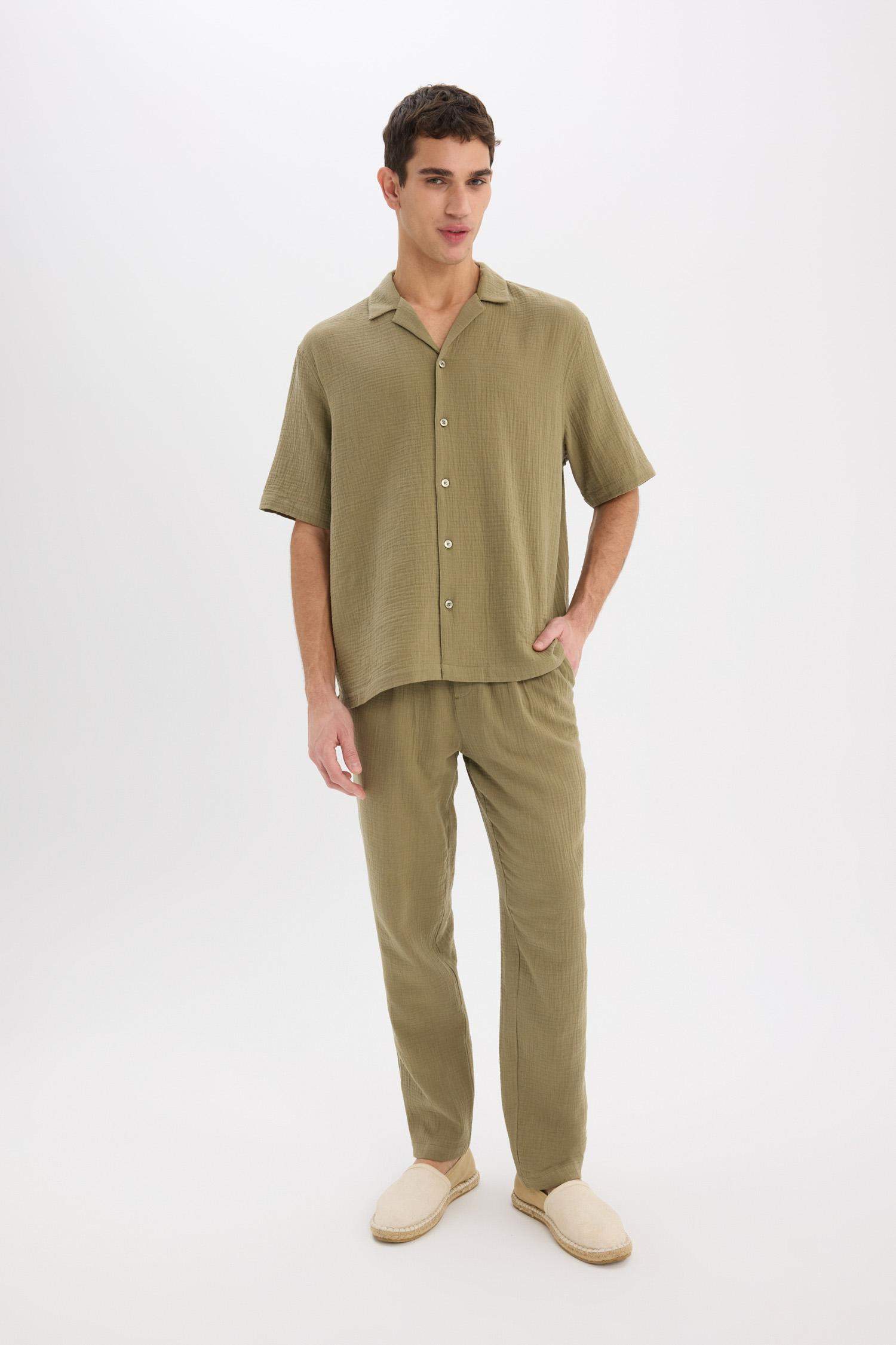 %100 Pamuk Relax Fit Rahat Kesim Yazlık Müslin Kısa Paça Pamuklu Jogger Pantolon