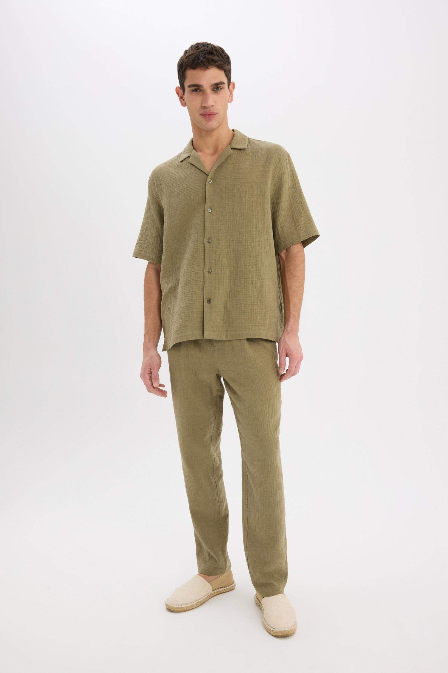 %100 Pamuk Relax Fit Rahat Kesim Yazlık Müslin Kısa Paça Pamuklu Jogger Pantolon