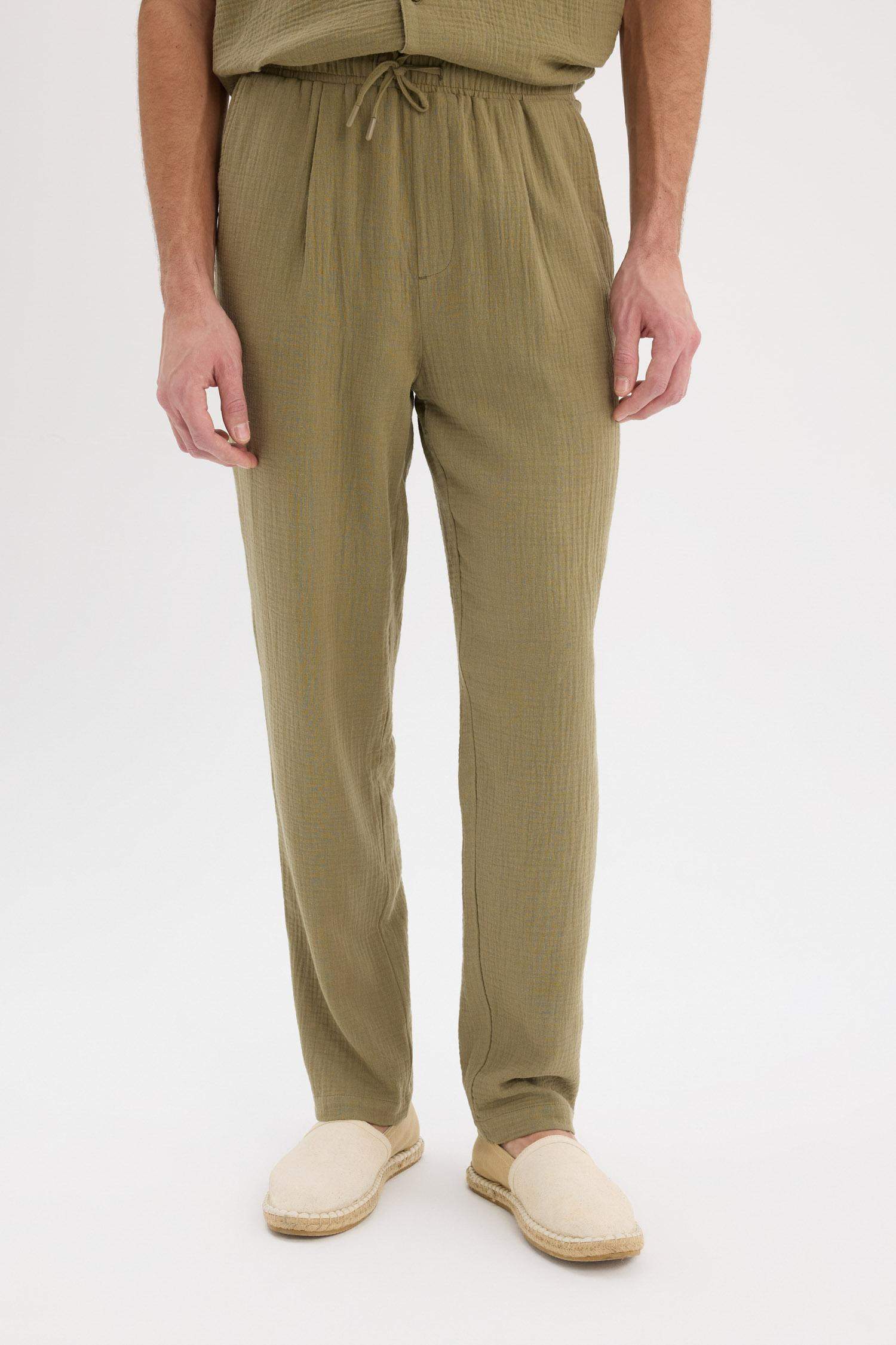 %100 Pamuk Relax Fit Rahat Kesim Yazlık Müslin Kısa Paça Pamuklu Jogger Pantolon