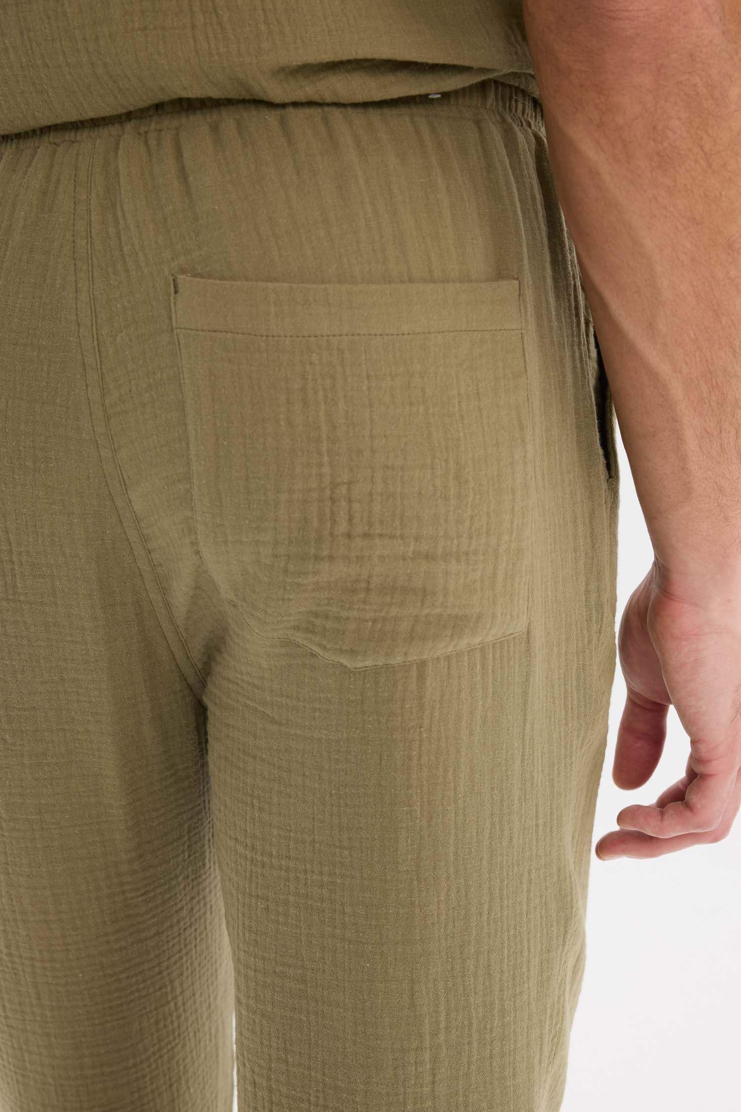 %100 Pamuk Relax Fit Rahat Kesim Yazlık Müslin Kısa Paça Pamuklu Jogger Pantolon