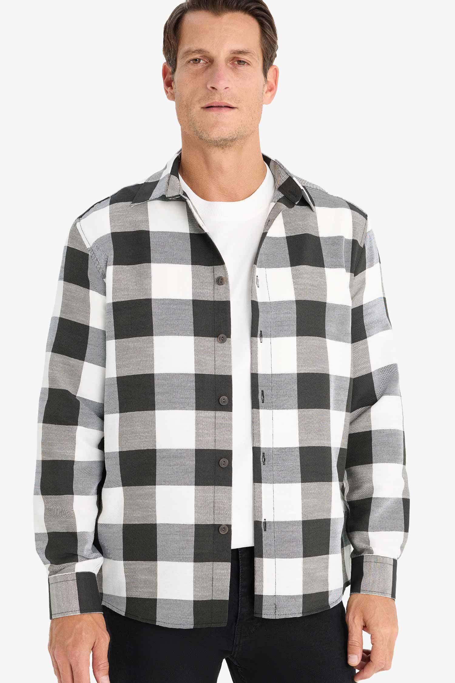 قميص ردن طويل قطن قصة عادية بياقة بولو