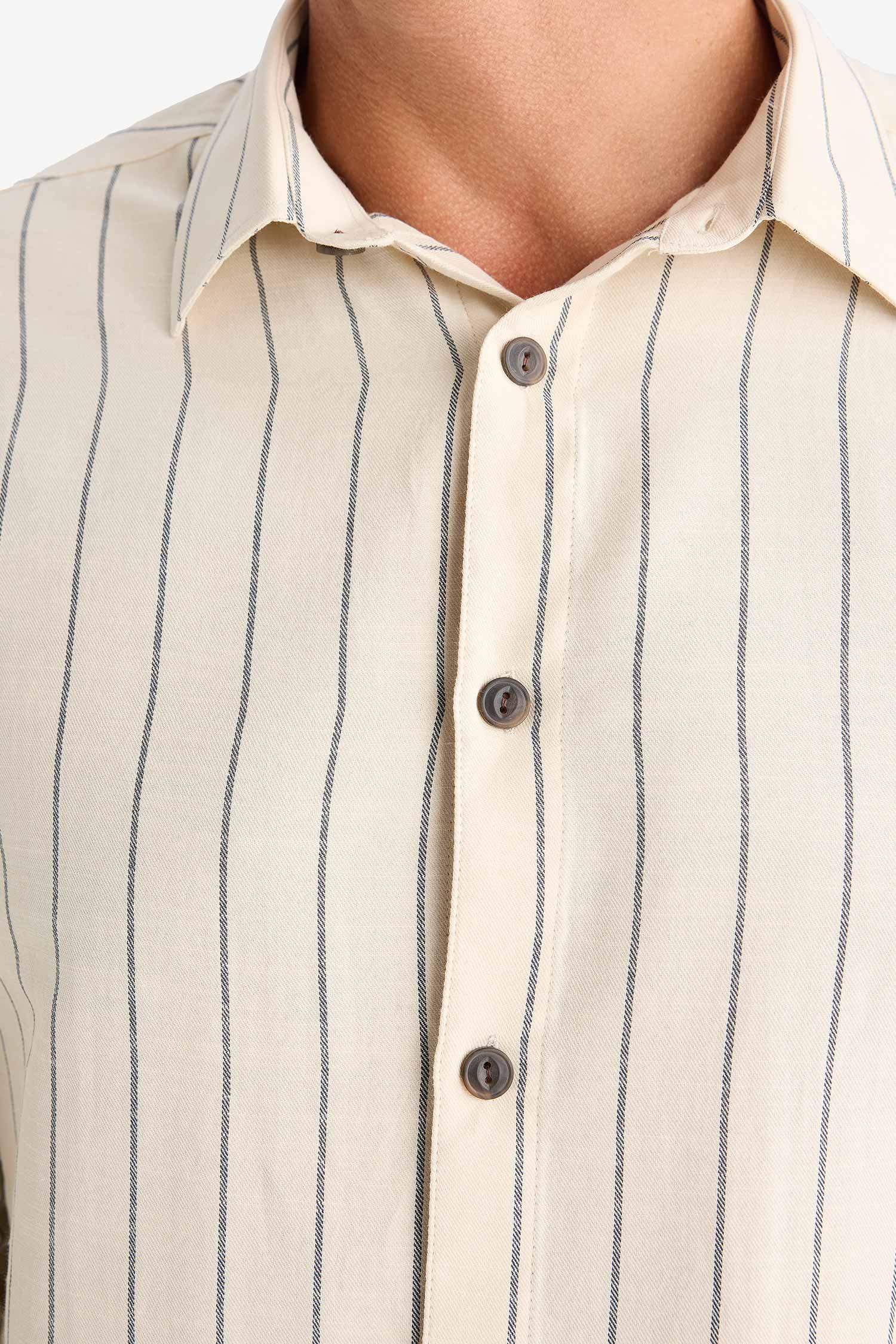 Regular Fit Polo Collar Cotton Long Sleeve Shirt