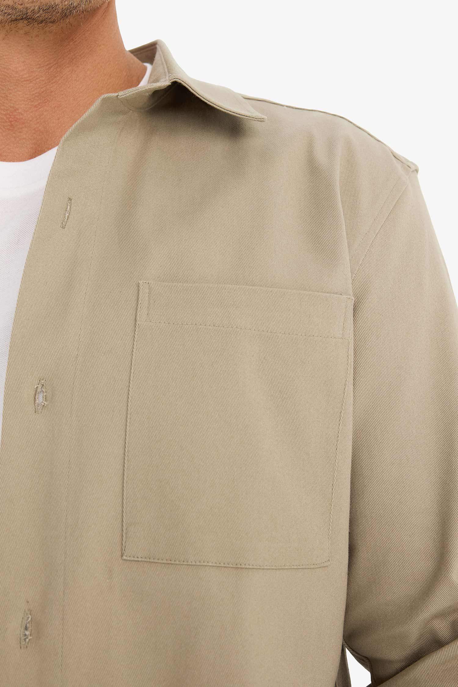 Chemise en gabardine à manches longues Coupe régulière
